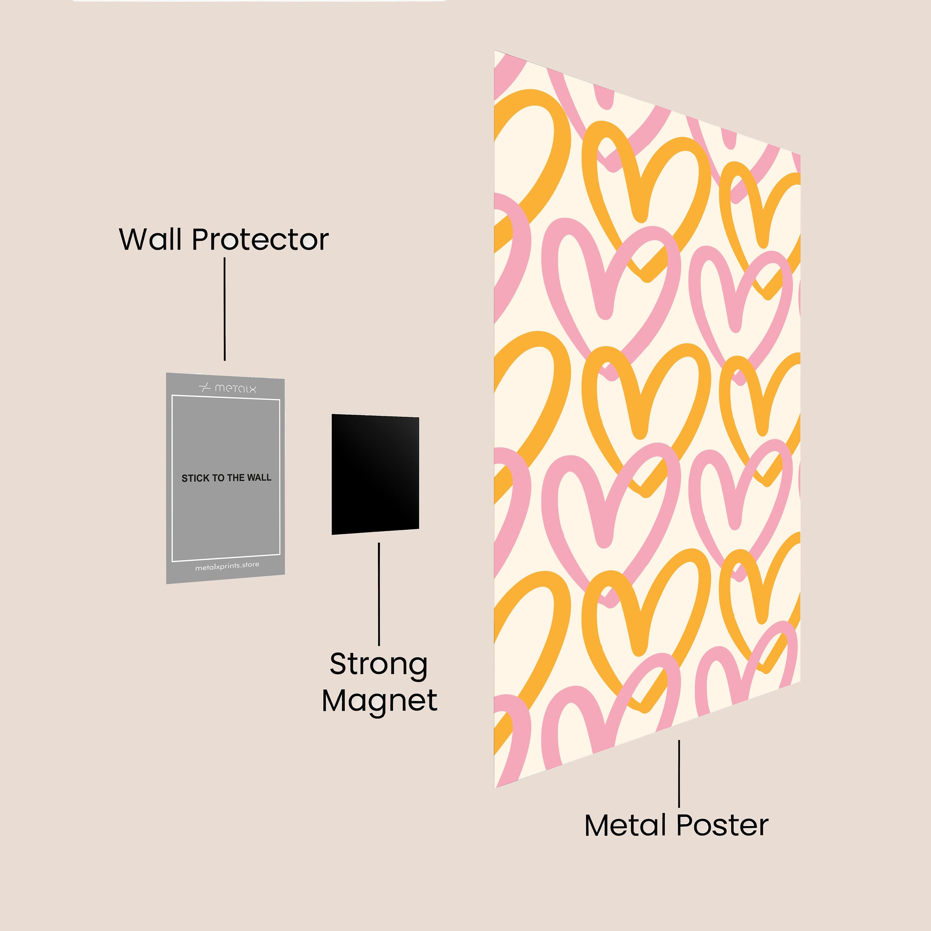 colorful heart print art work