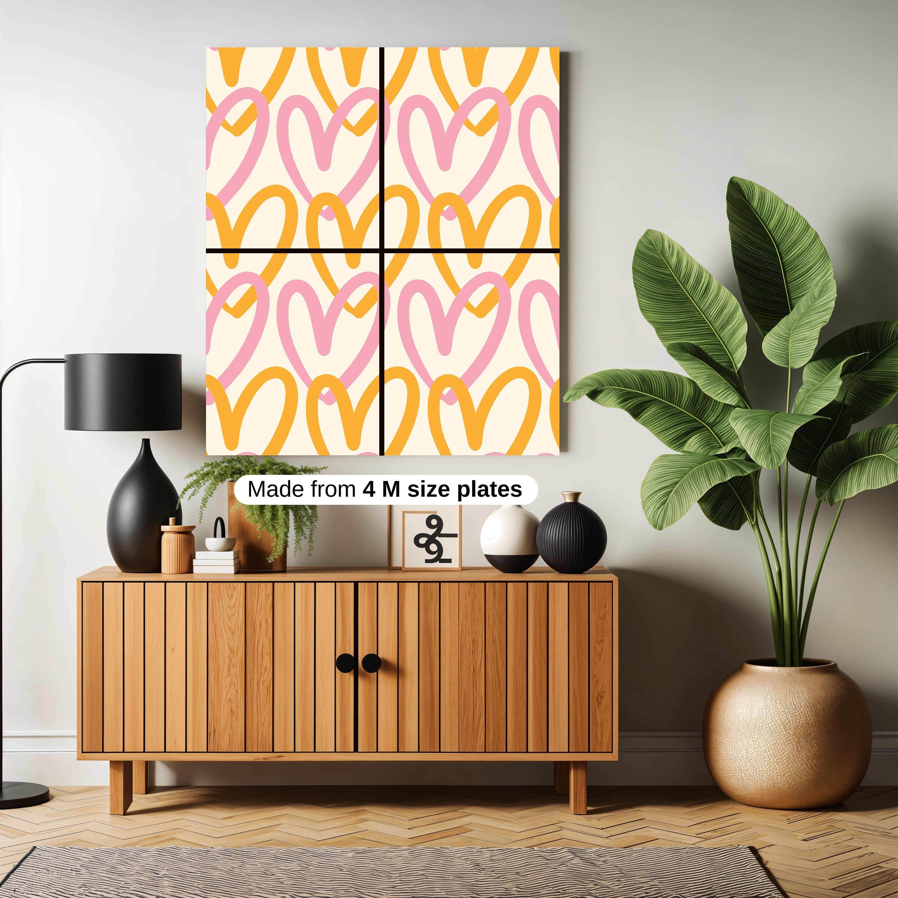 colorful heart print art work