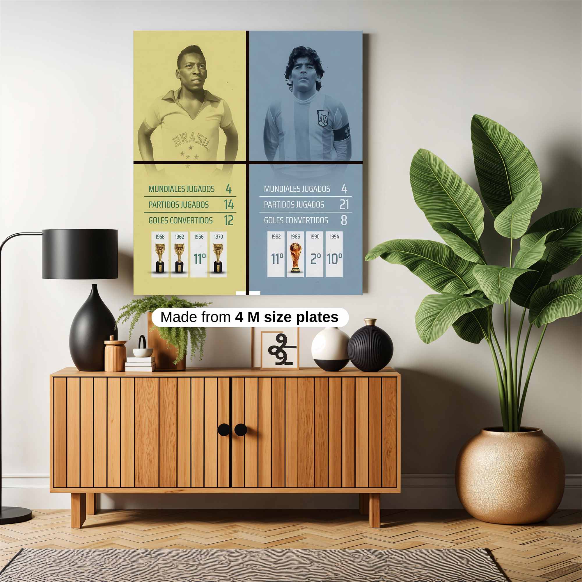 Pele Passionate, Maradona Majestic Safe Wall Magnetic / M
