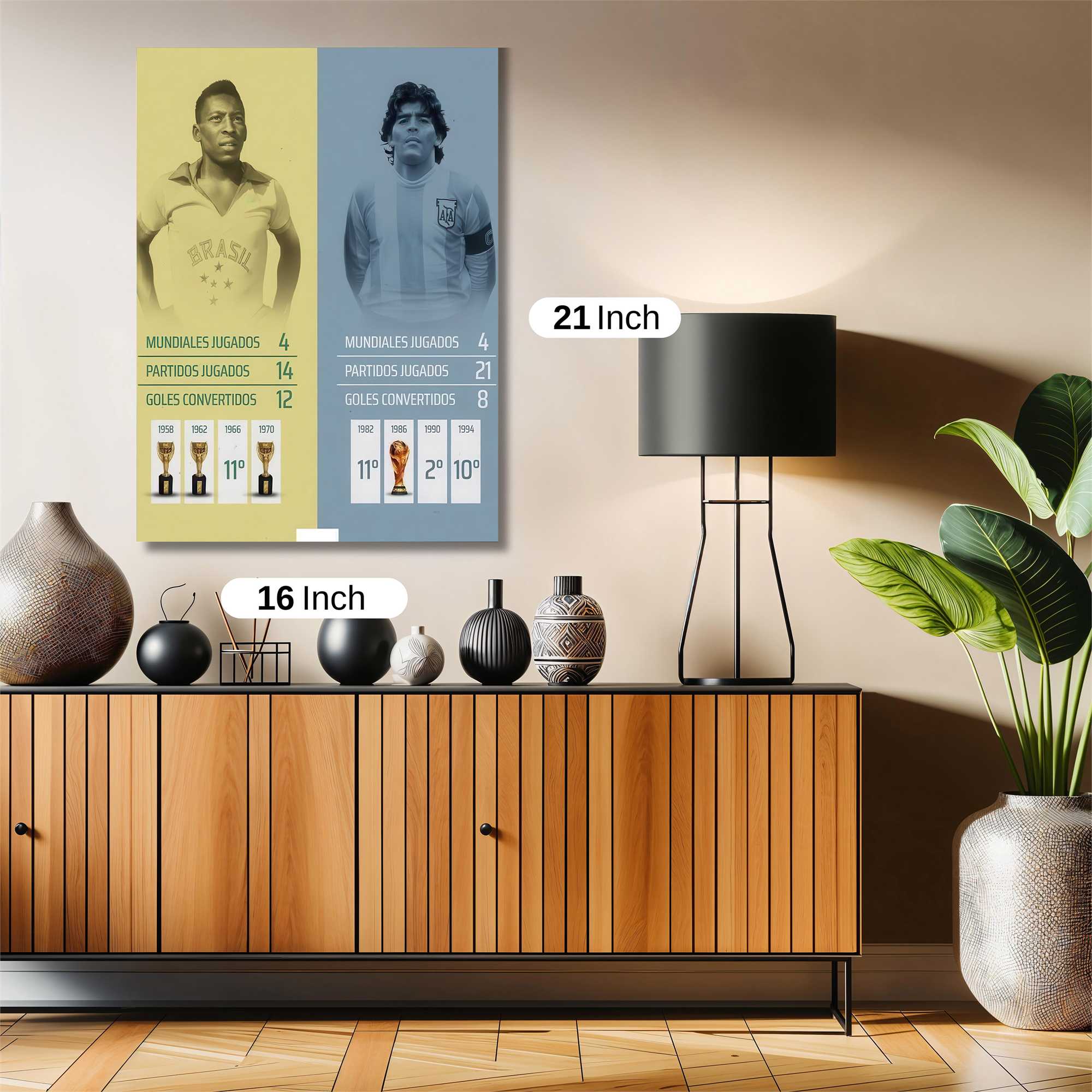Pele Passionate, Maradona Majestic Safe Wall Magnetic / M