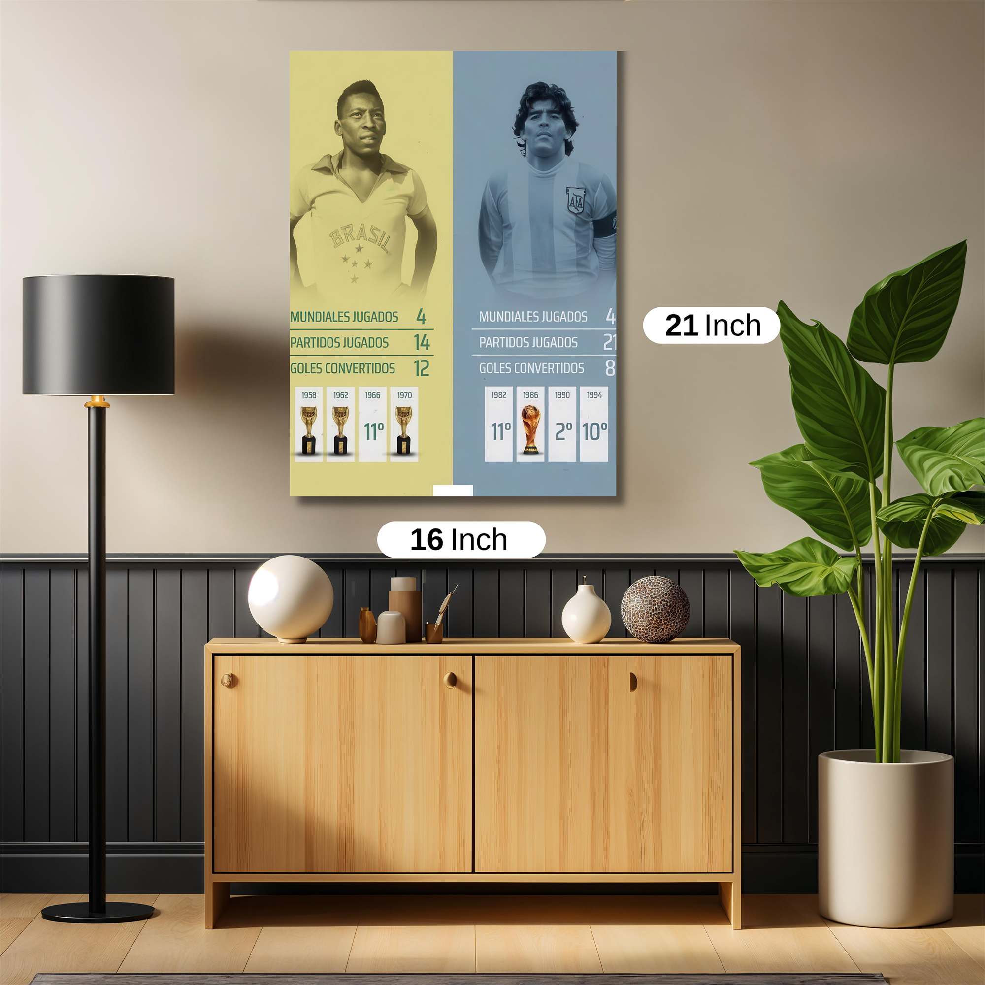 Pele Passionate, Maradona Majestic Safe Wall Magnetic / M