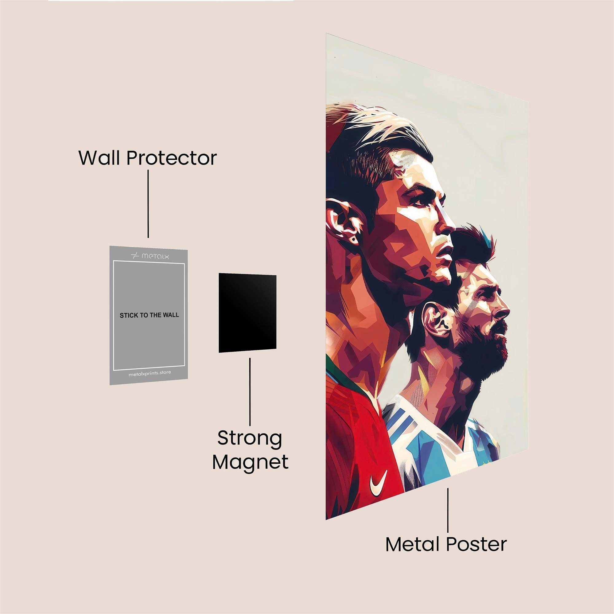 Ronaldo-Mystic, Messi-Majestic Safe Wall Magnetic / M