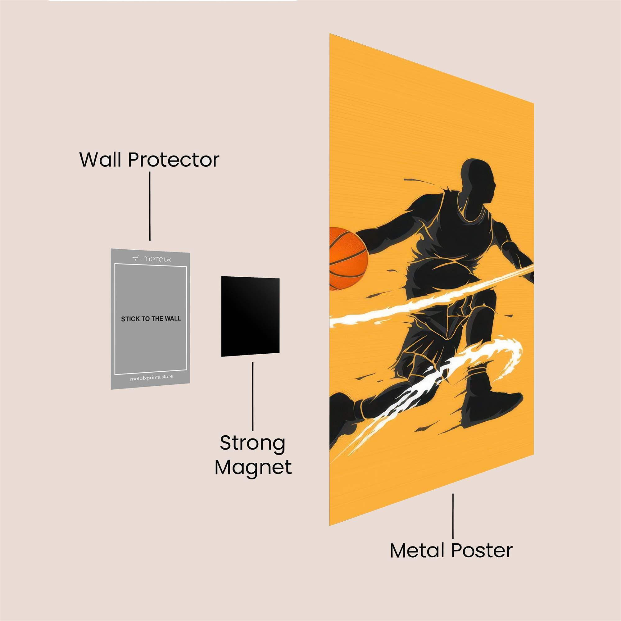 Basketball Blaze Safe Wall Magnetic / M