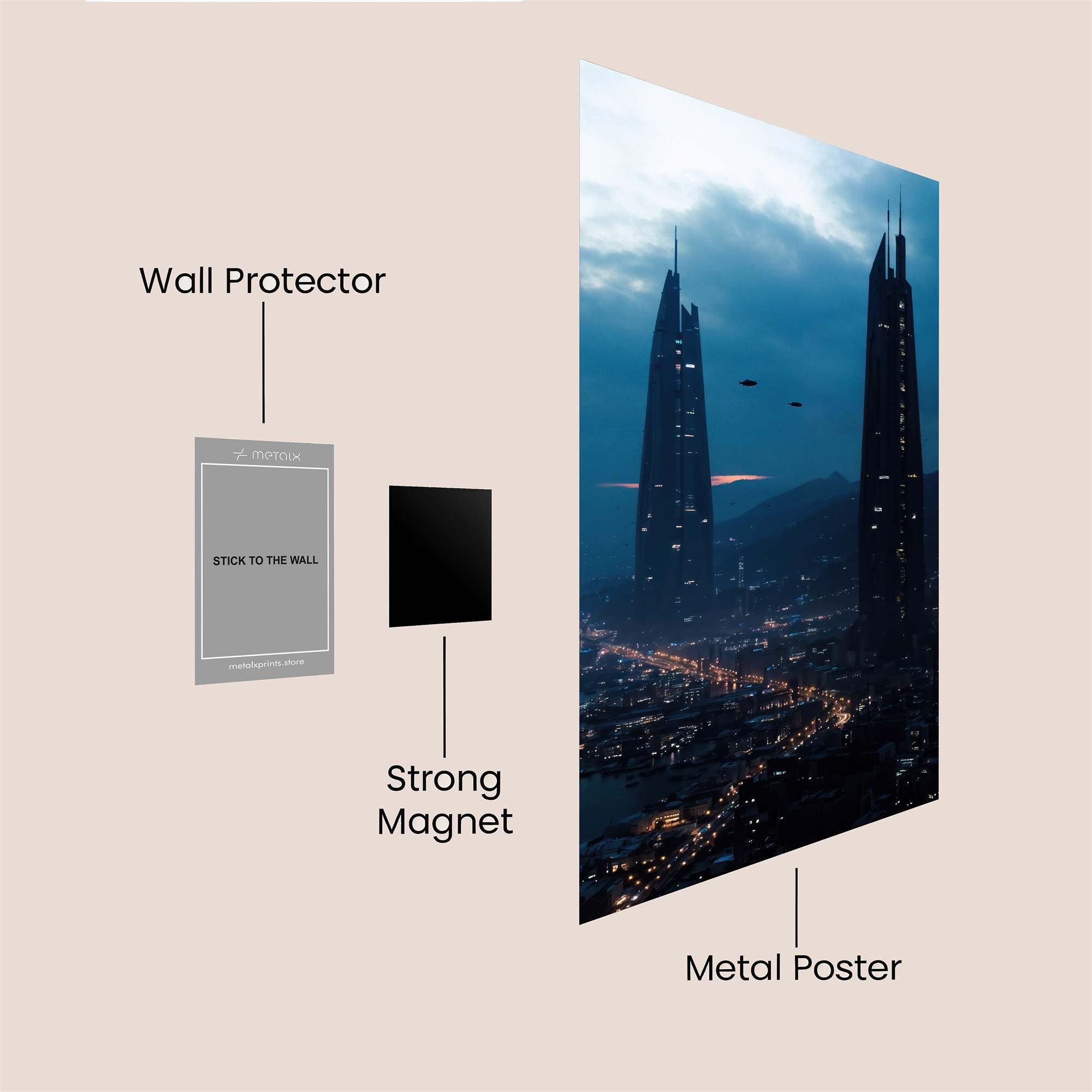 Skyscrapers Solitude Safe Wall Magnetic / M
