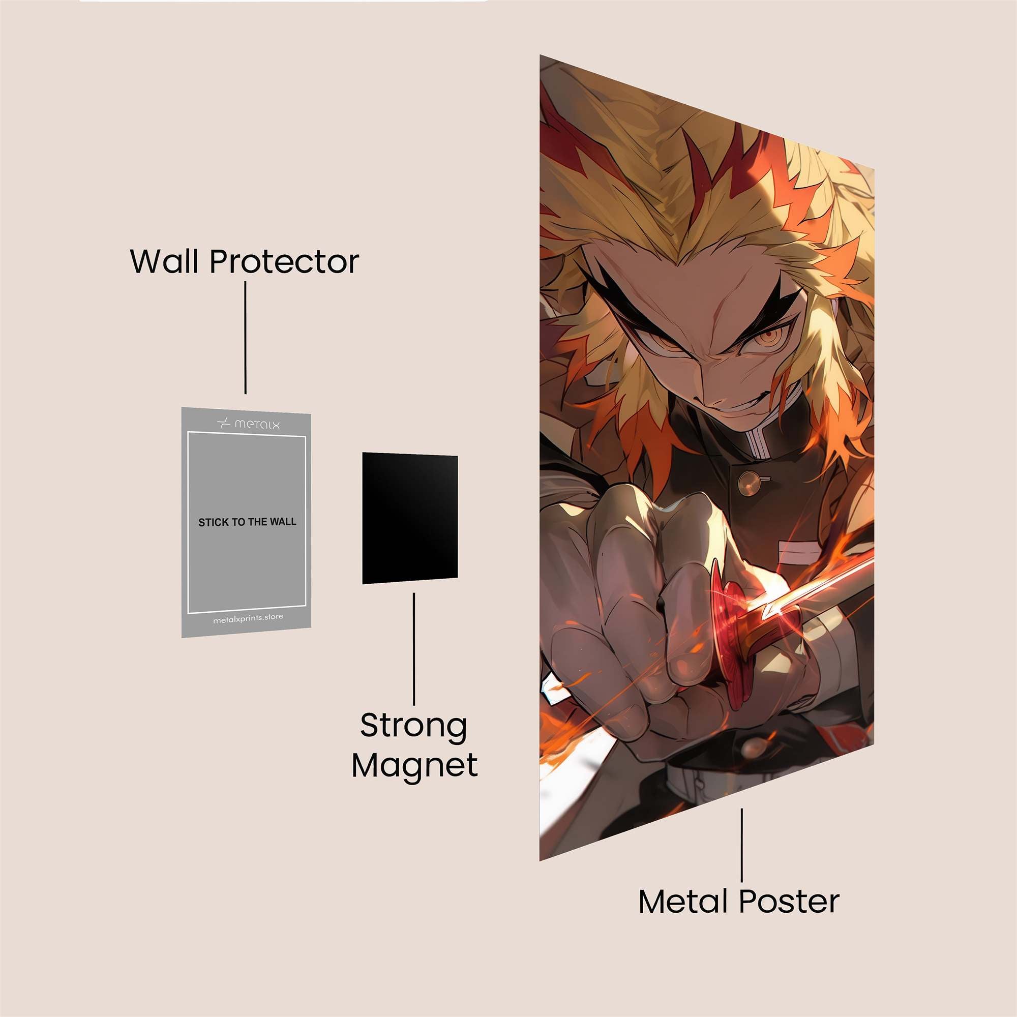 Rengoku Fiery Safe Wall Magnetic / M