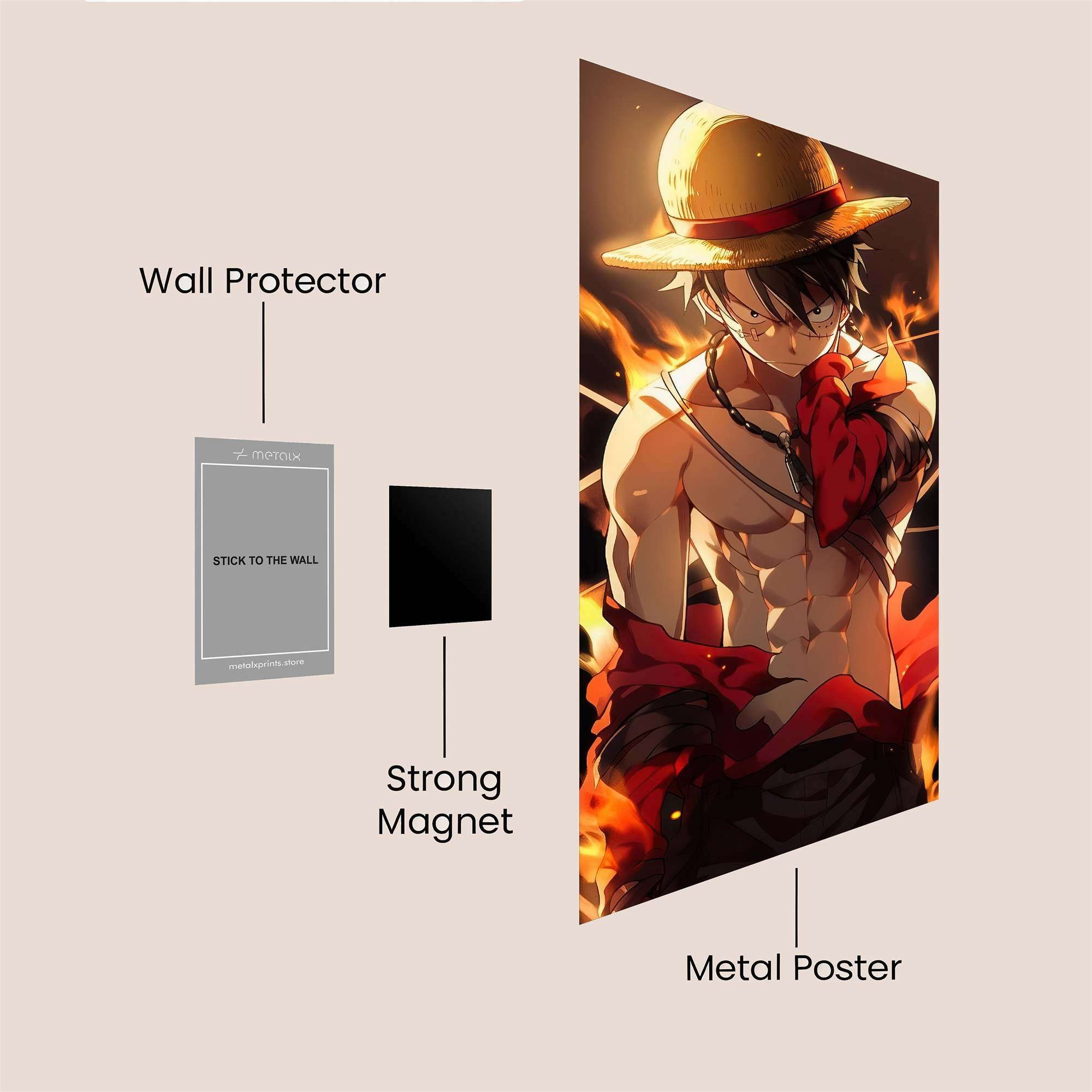 Luffy Fiery Safe Wall Magnetic / M
