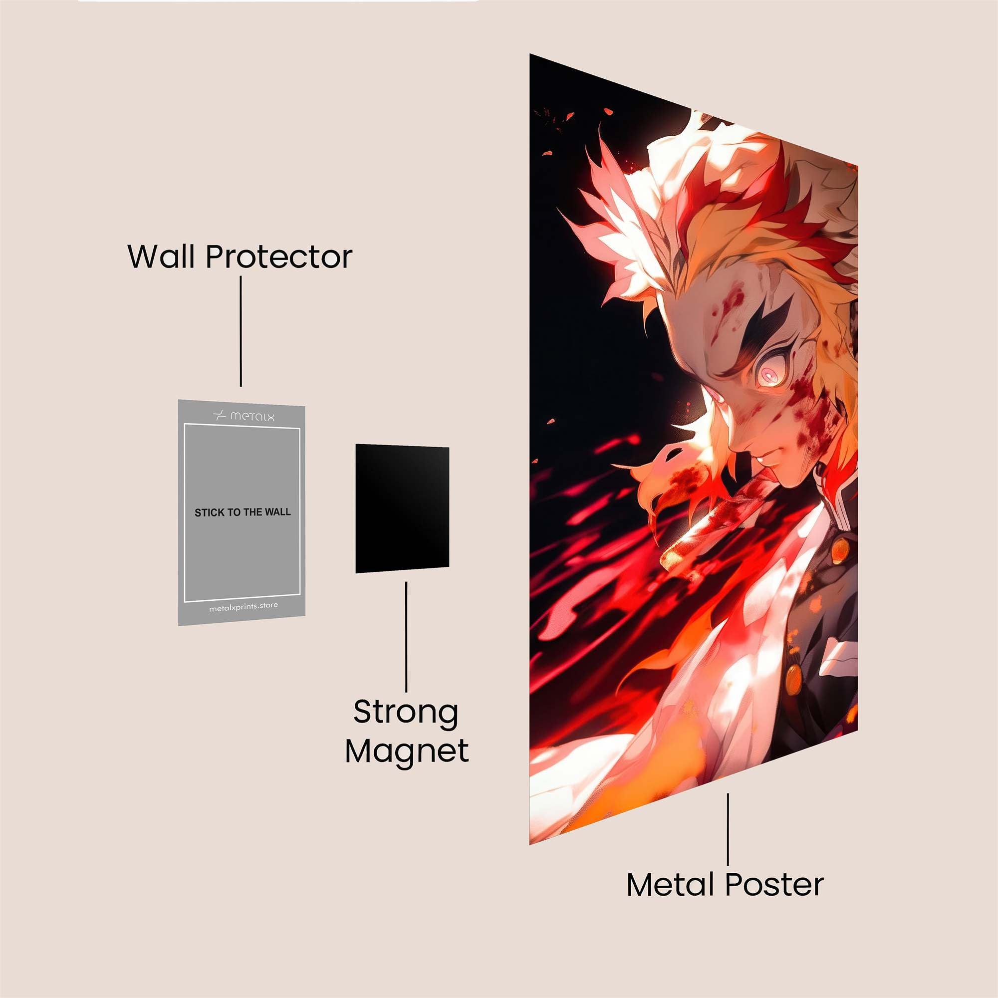 Rengoku Fiery Safe Wall Magnetic / M