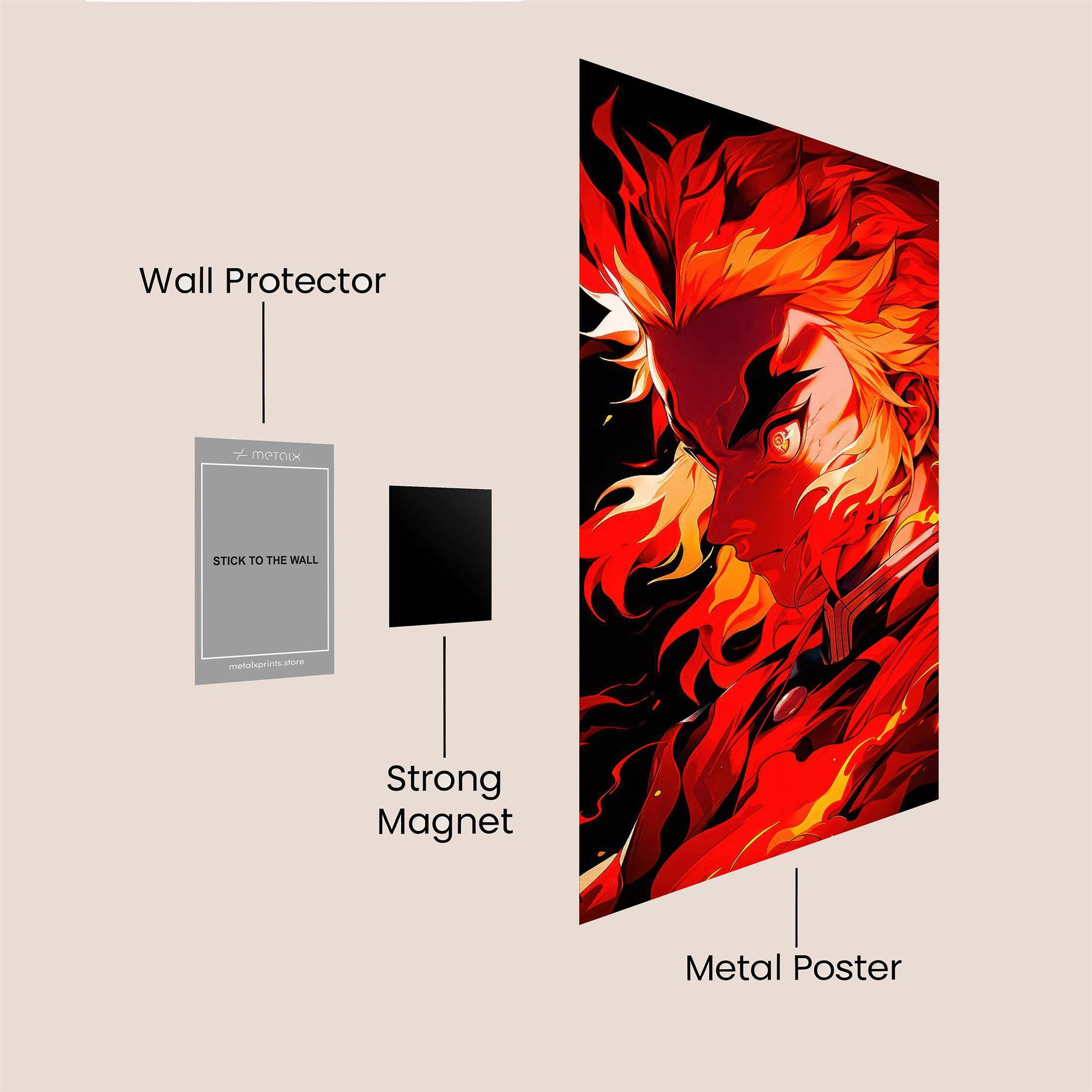 Rengoku Fiery Safe Wall Magnetic / M
