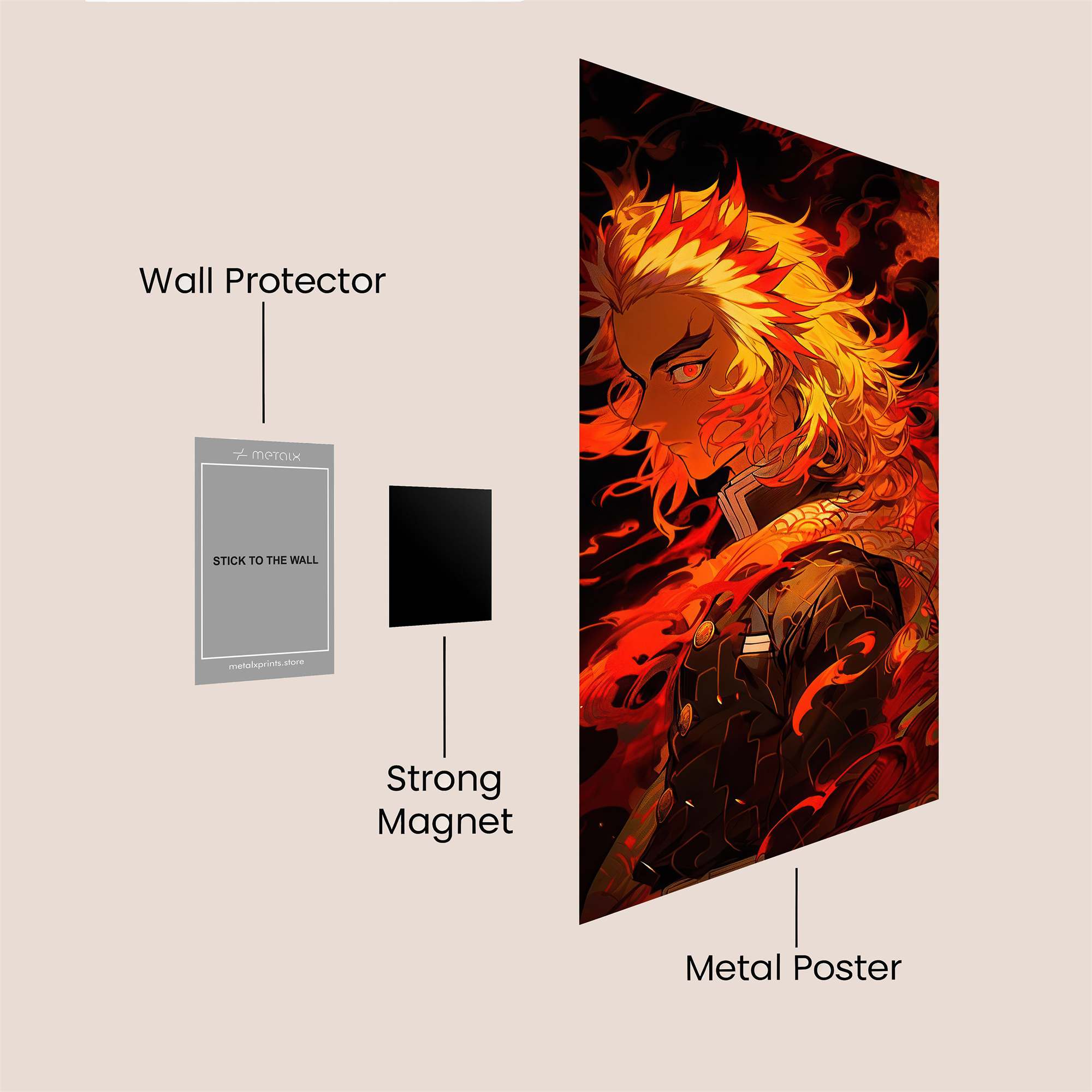 Rengoku Fiery Safe Wall Magnetic / M