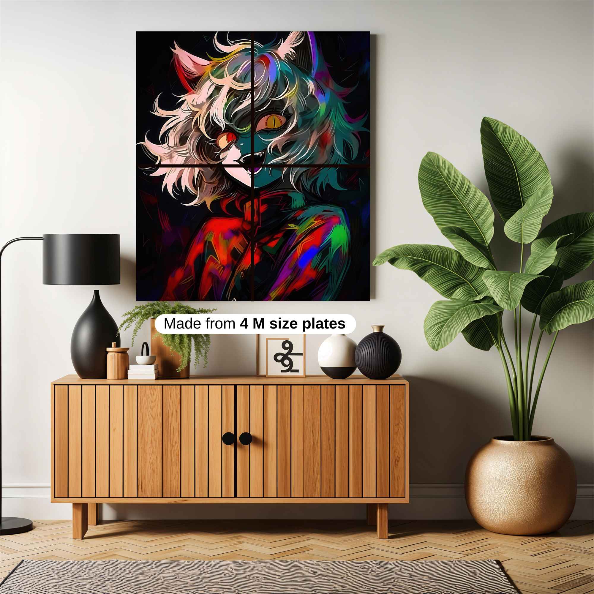 Glowering Cat Safe Wall Magnetic / M