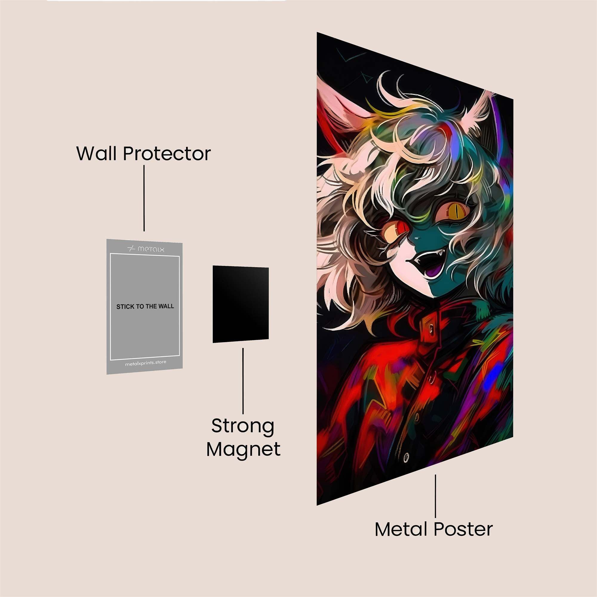 Glowering Cat Safe Wall Magnetic / M