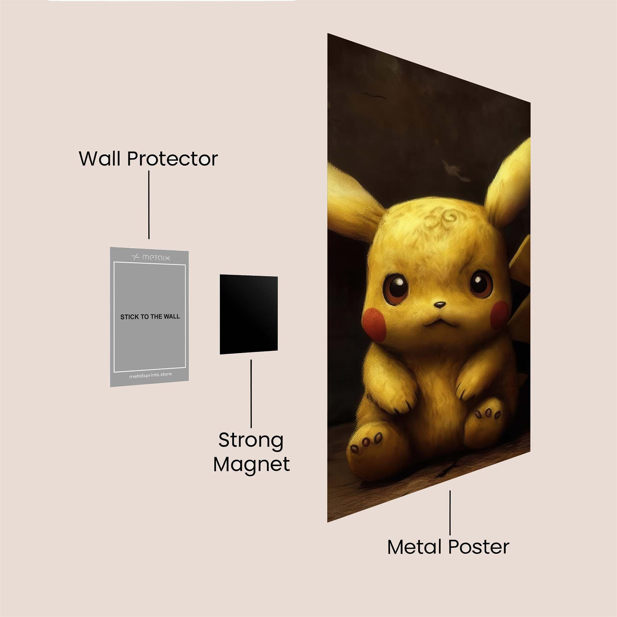 Pikachu Pensive Safe Wall Magnetic / M