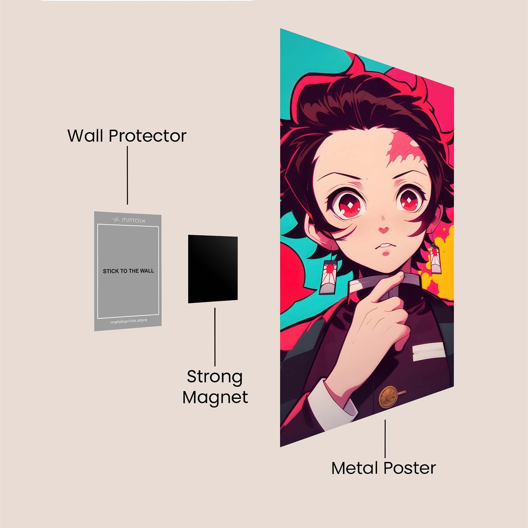 Tanjiro Pensive Safe Wall Magnetic / M