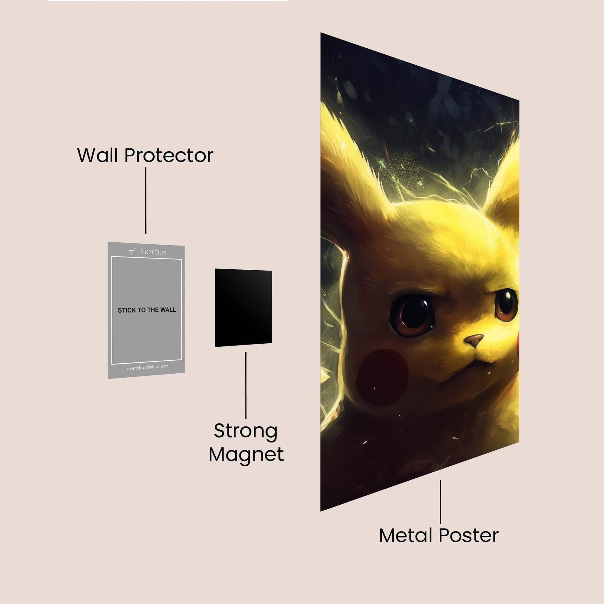 Pikachu Sombre Safe Wall Magnetic / M