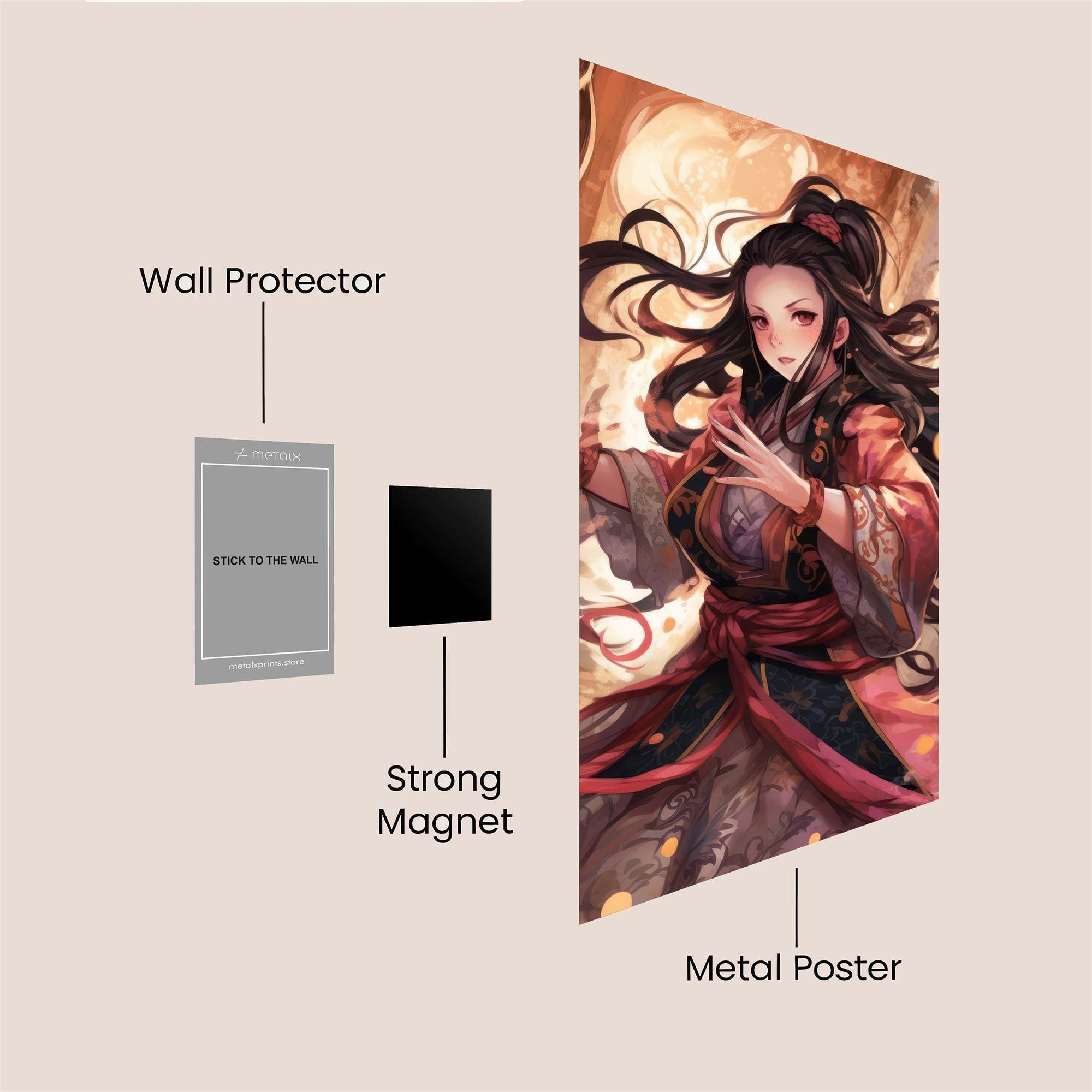 Hu Tao - Fiery Safe Wall Magnetic / M