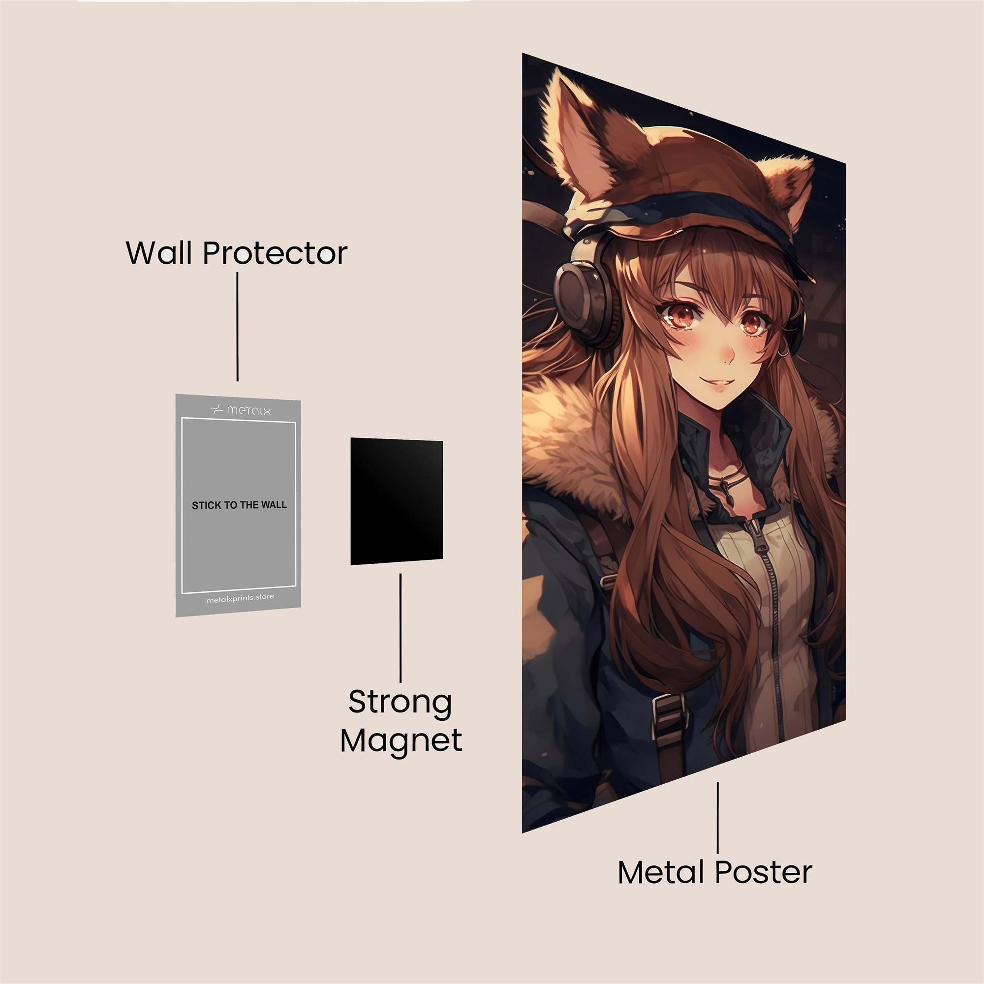 Wolfish Charm Safe Wall Magnetic / M