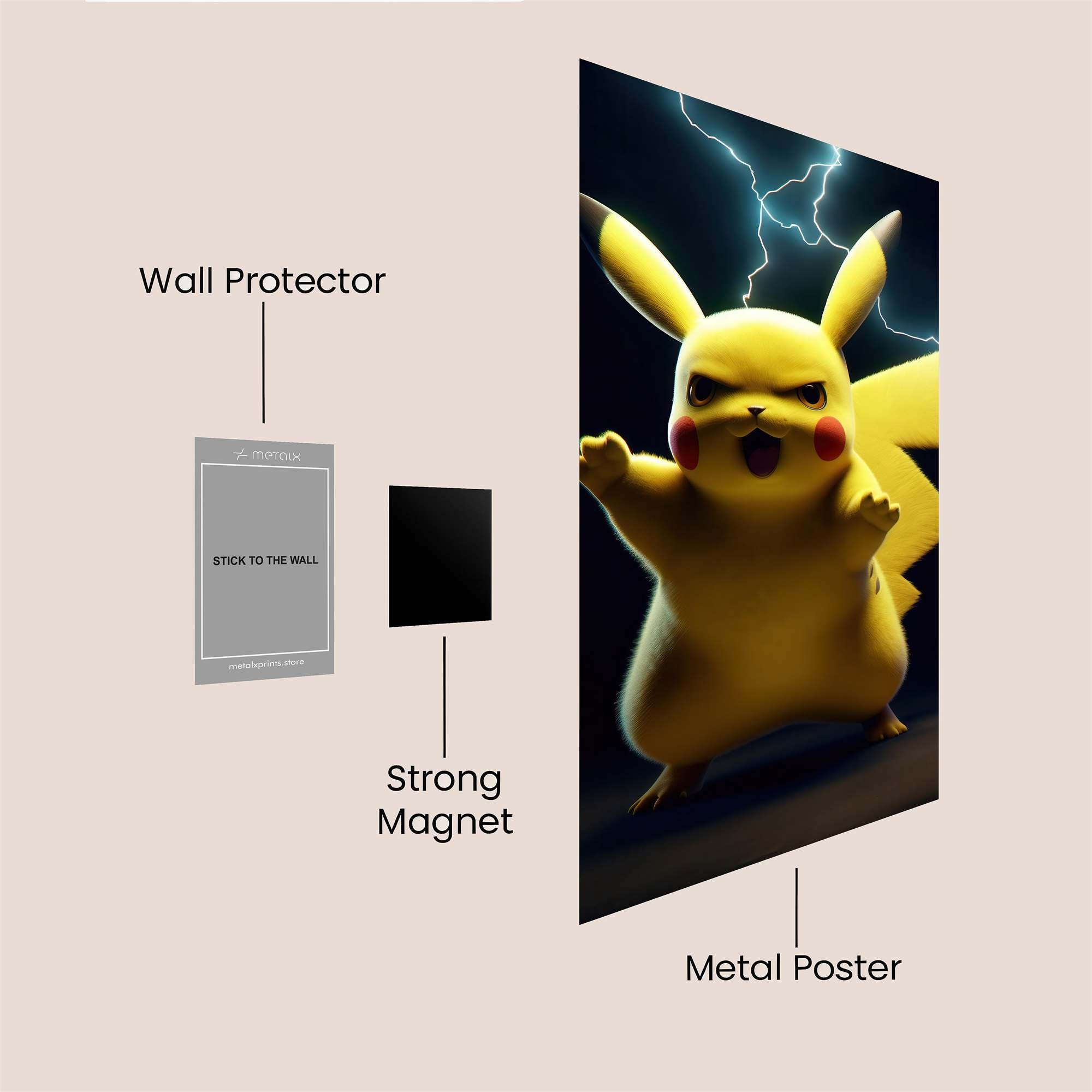 Pikachu Thunderous Safe Wall Magnetic / M