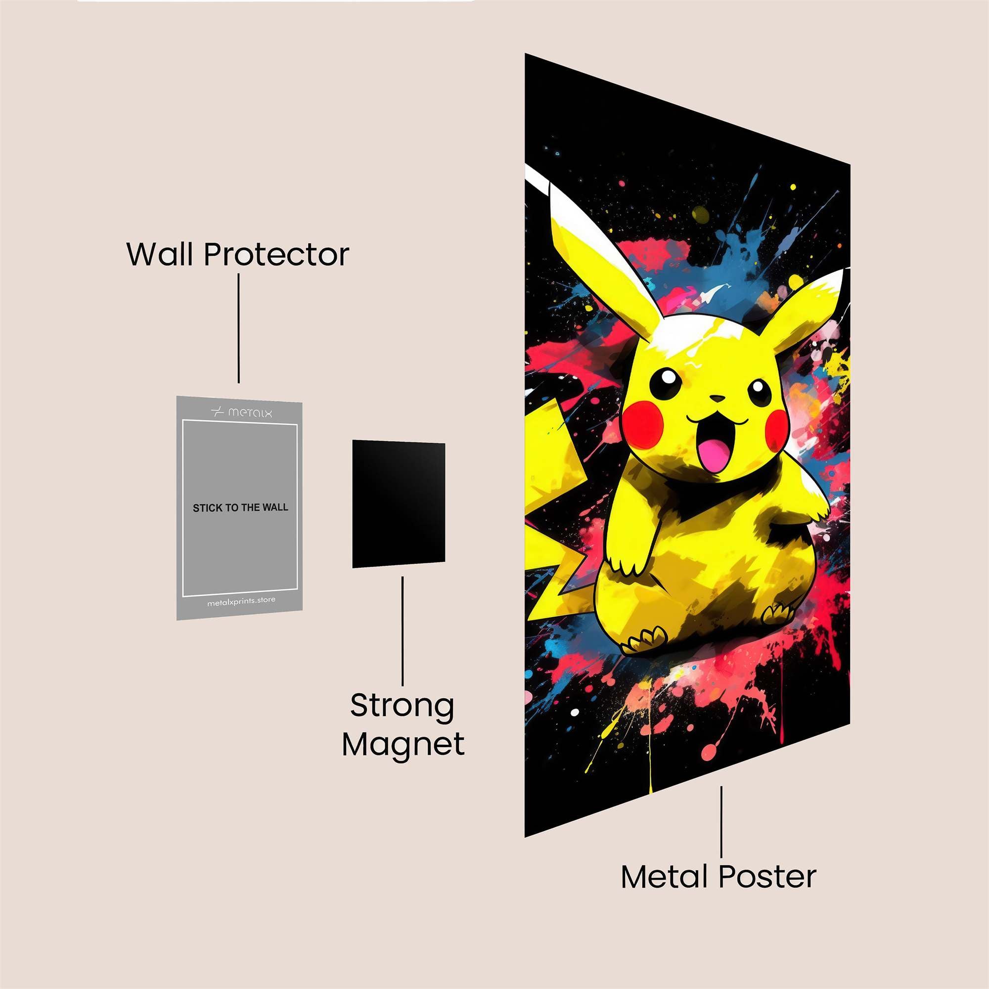 Pikachu Splash Safe Wall Magnetic / M