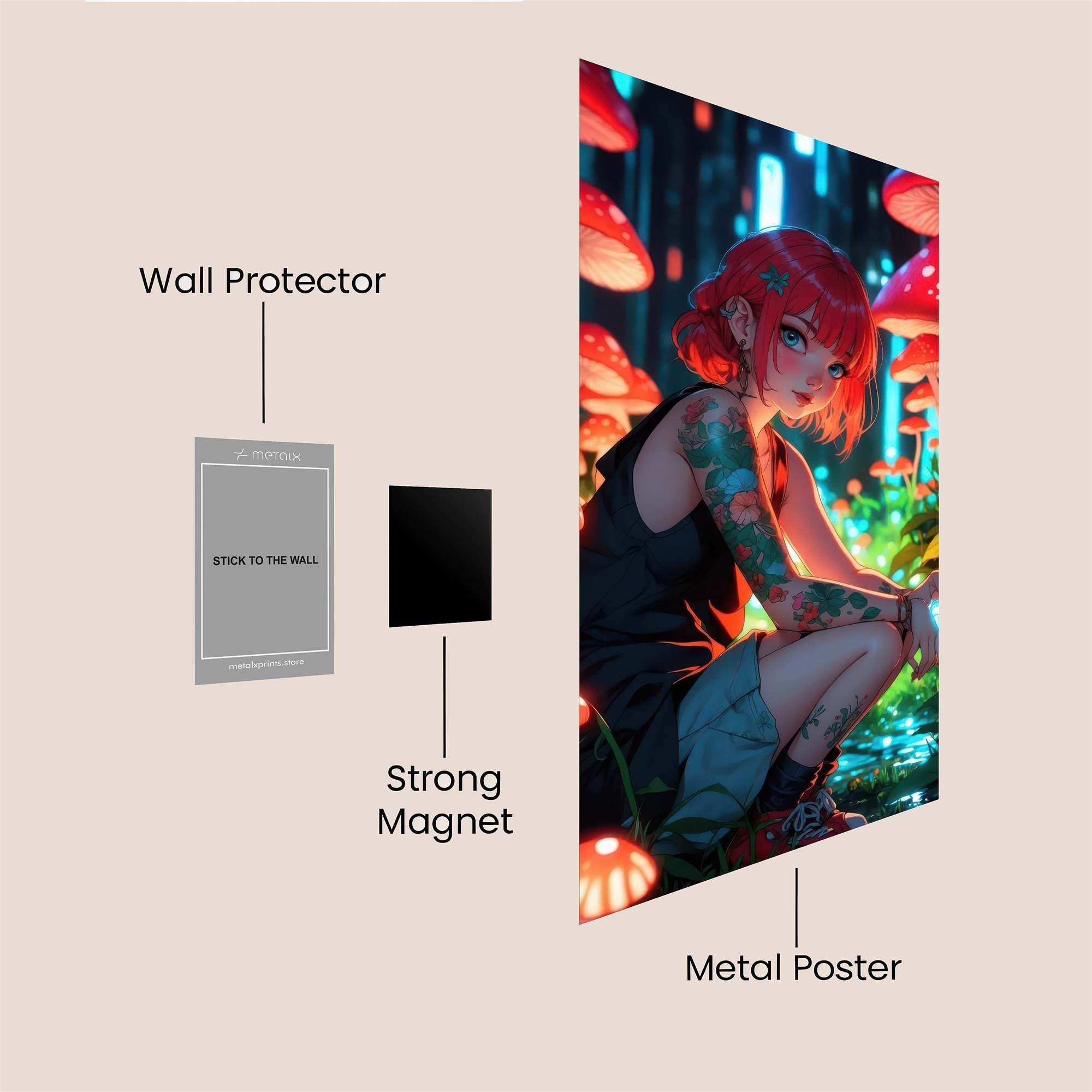 Mushroom Dreamscape Safe Wall Magnetic / M