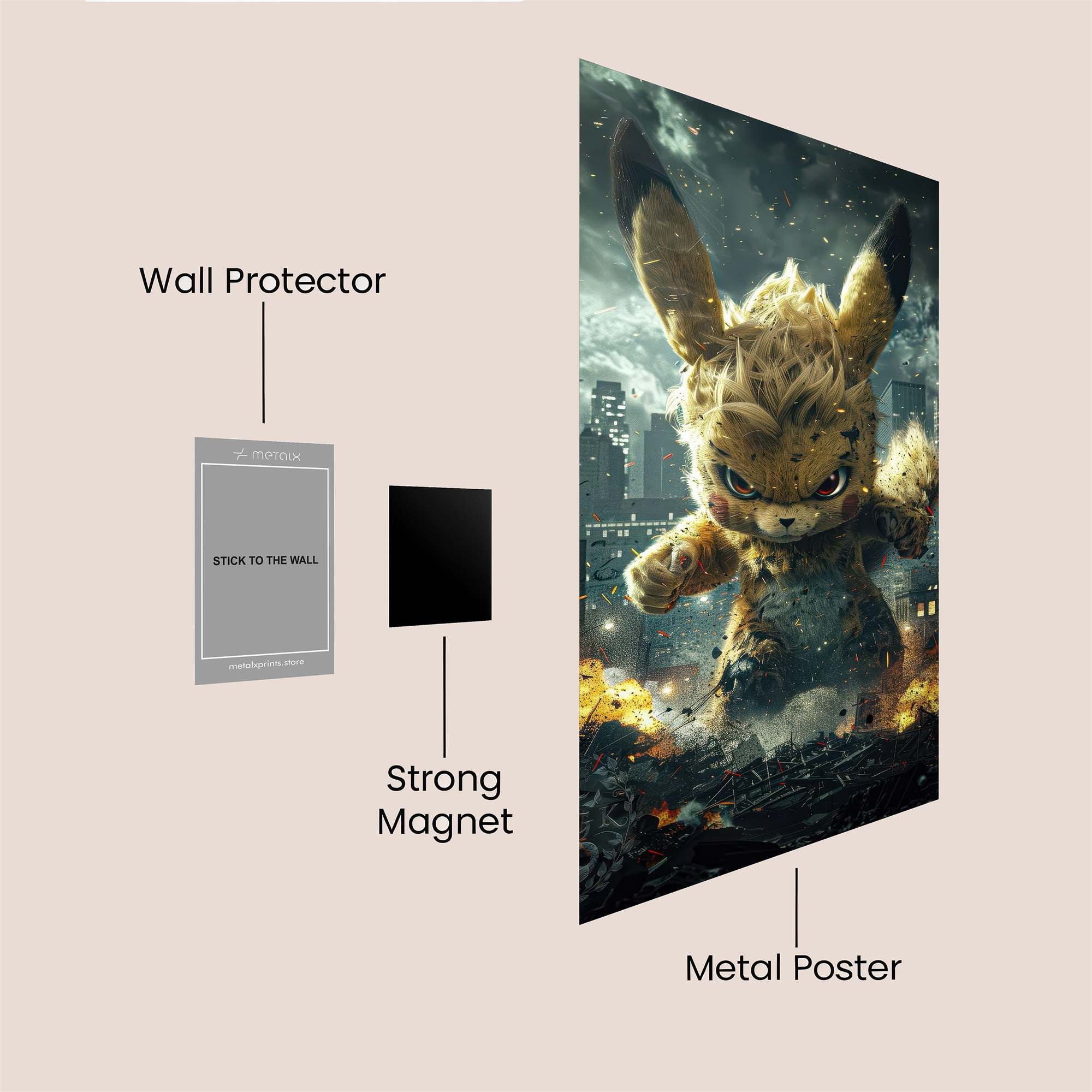 Pikachu Rampage Safe Wall Magnetic / M