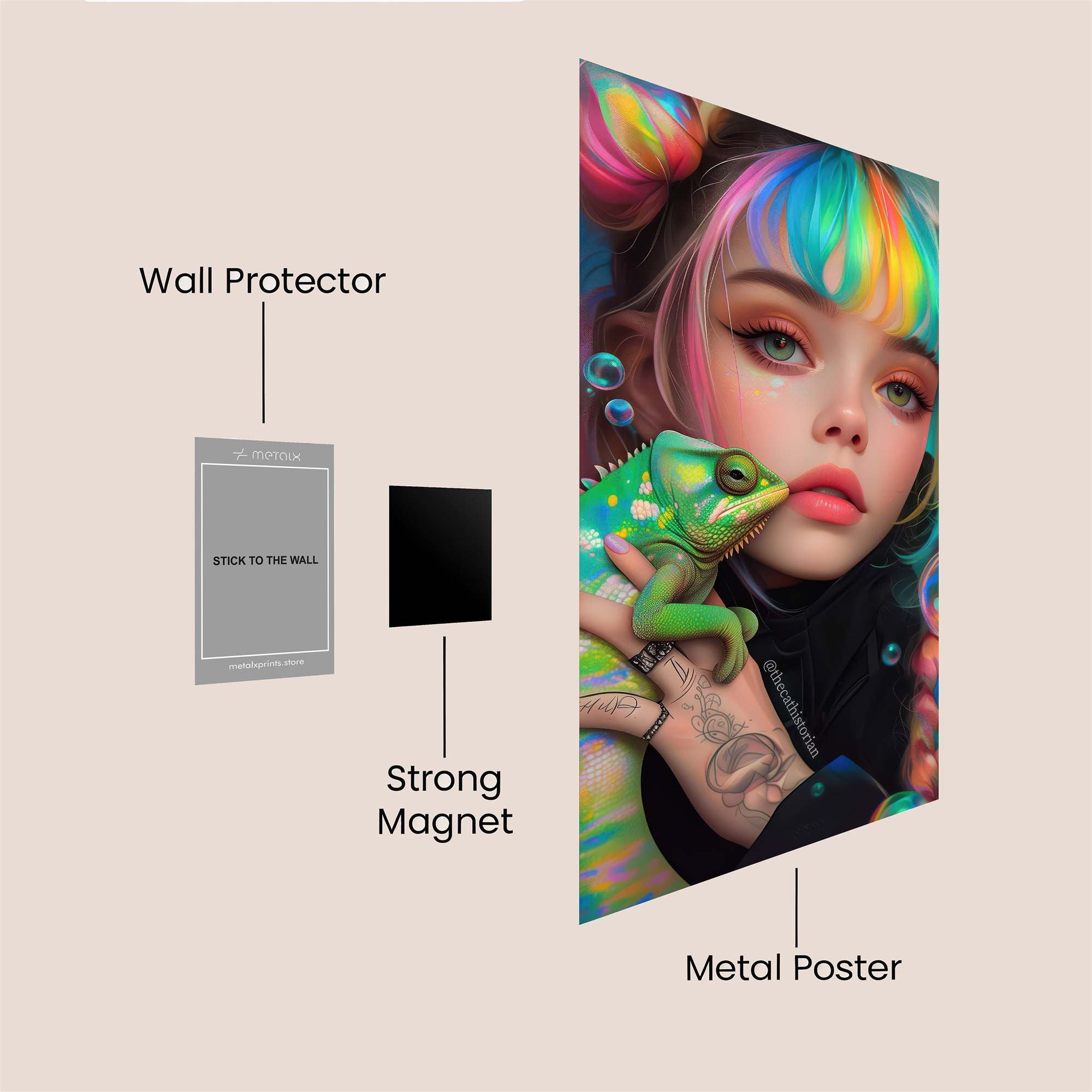 Chameleon Whimsy Safe Wall Magnetic / M
