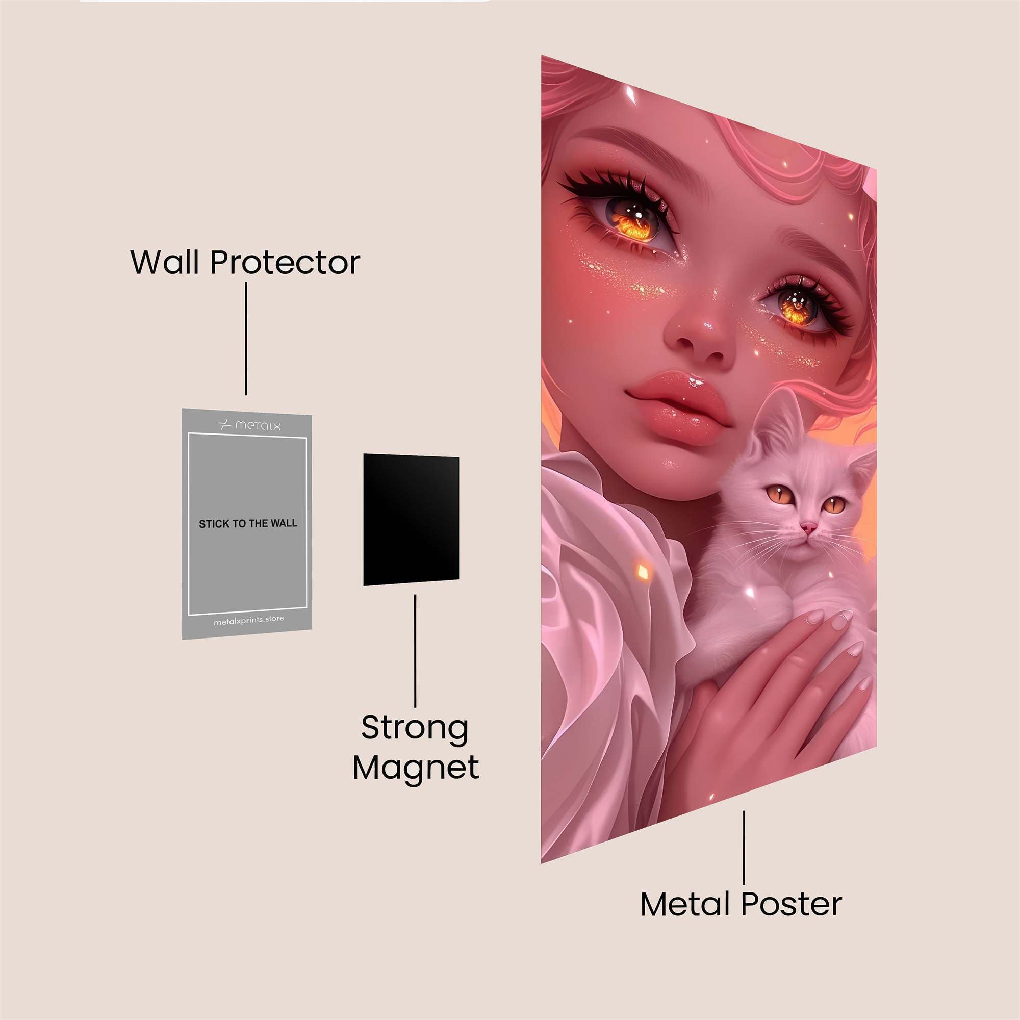 Kitty Whimsy Safe Wall Magnetic / M