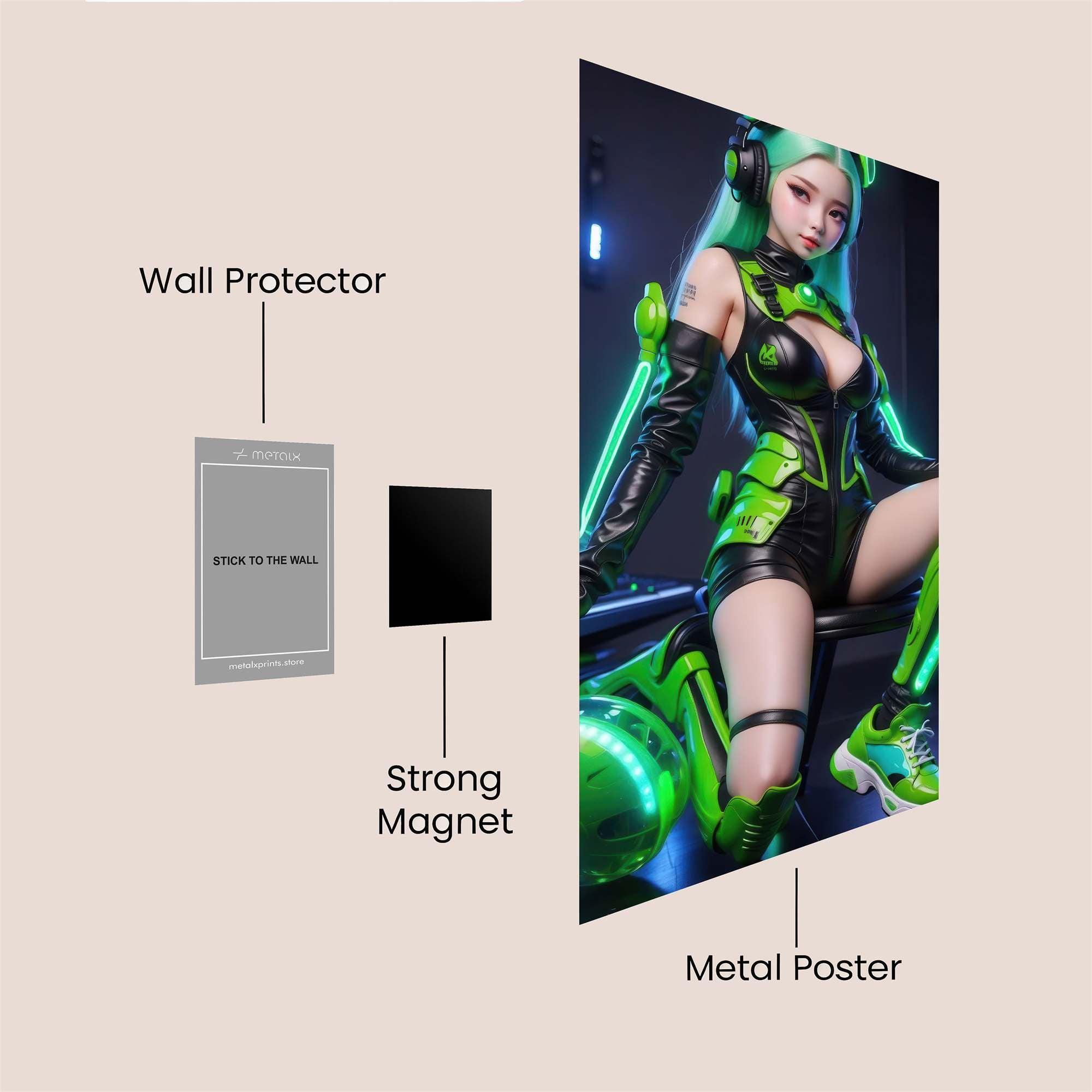 Neon Warrior Safe Wall Magnetic / M