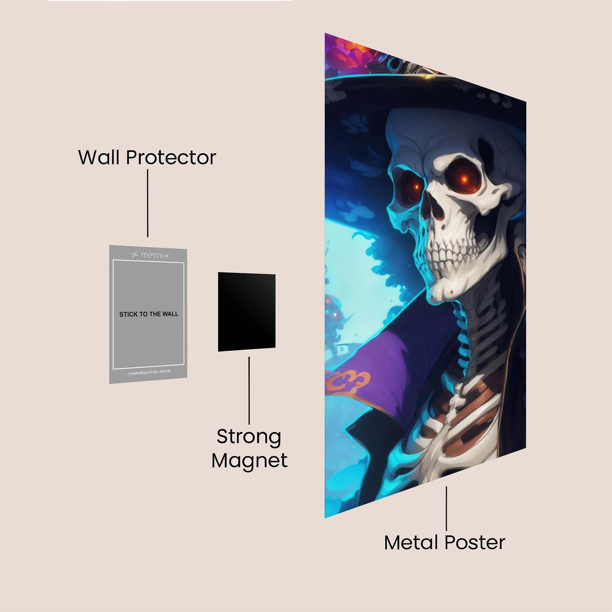 Skeleton Whimsy Safe Wall Magnetic / M