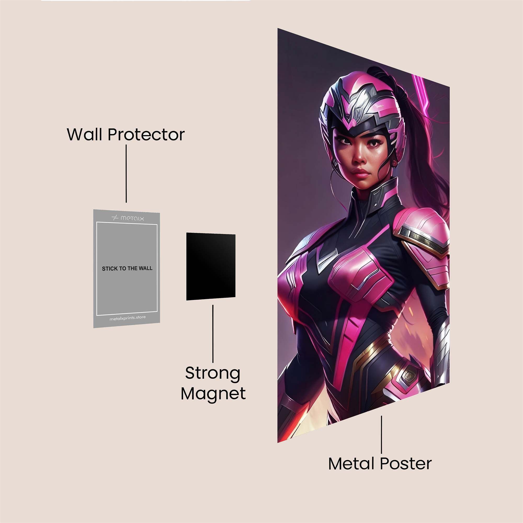 Pink Warrior Safe Wall Magnetic / M