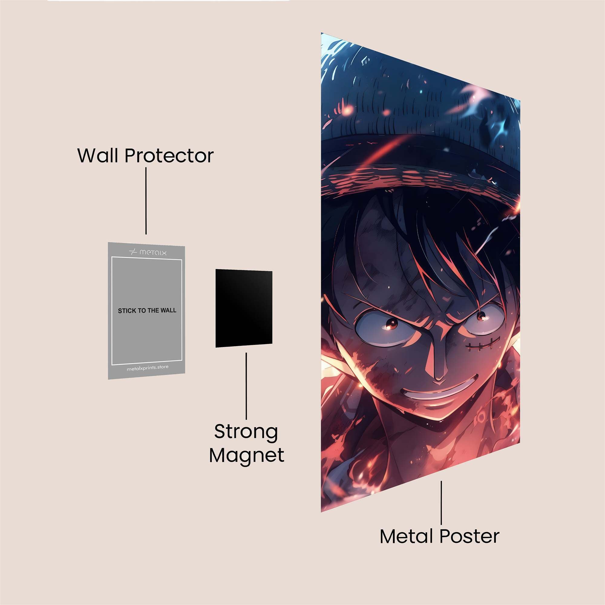 Luffy Fiery Safe Wall Magnetic / M