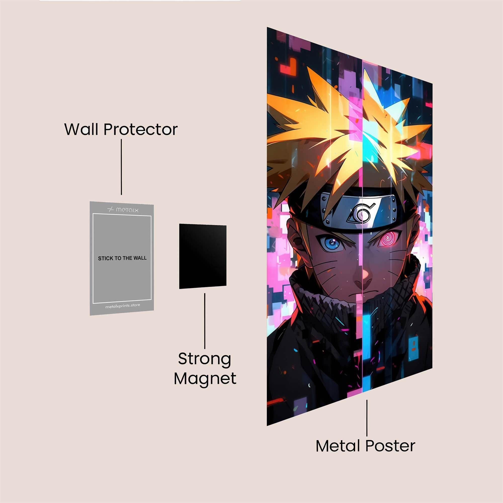 Naruto Pixelated Safe Wall Magnetic / M