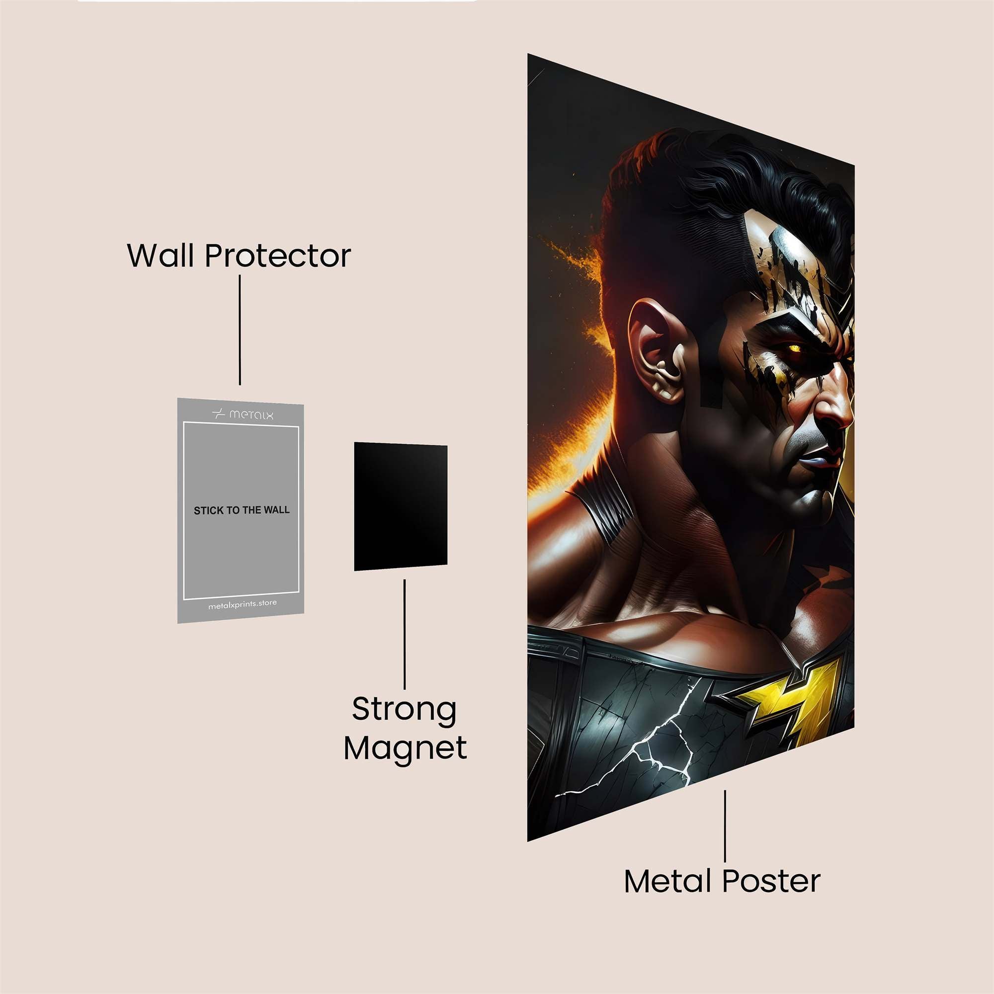 Black Adam Ferocious Safe Wall Magnetic / M