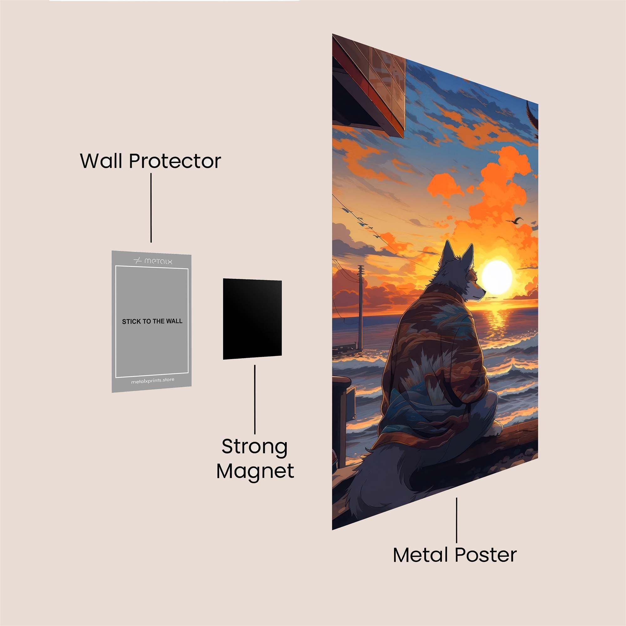 Wistful Waves Safe Wall Magnetic / M