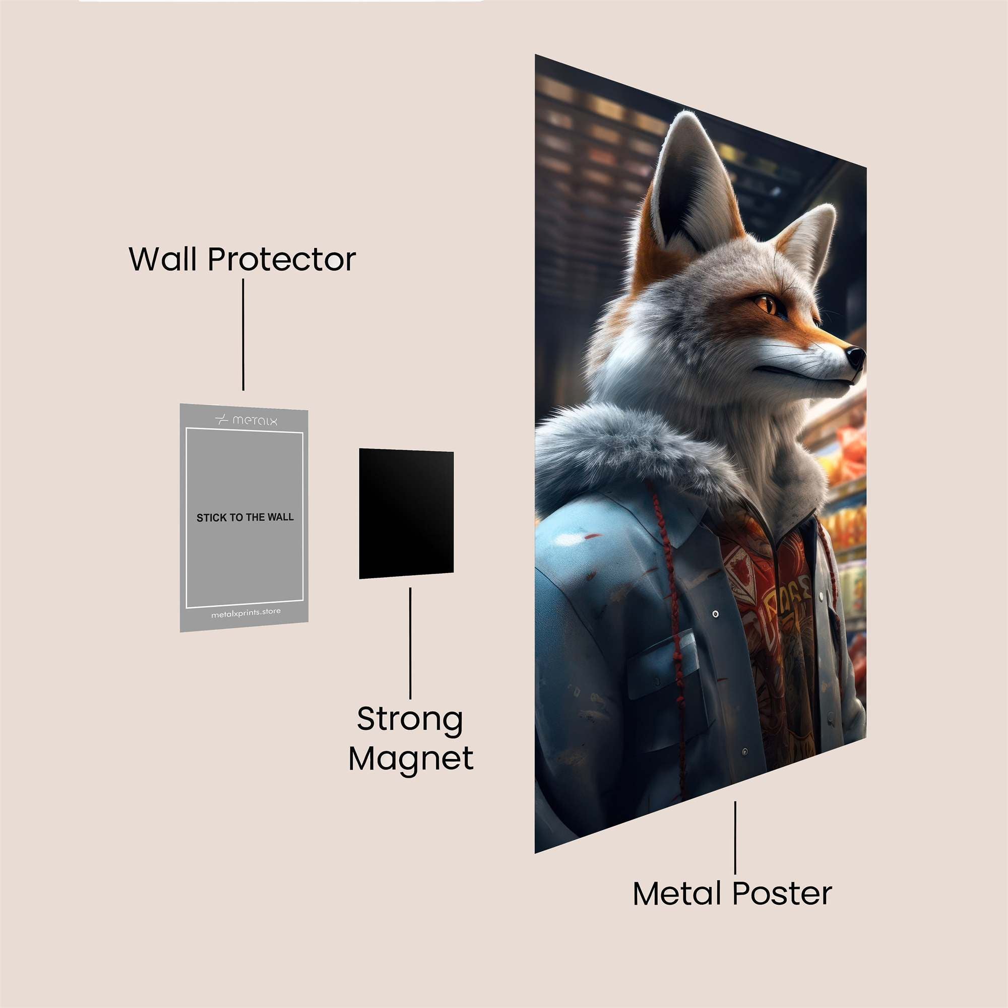 Fox Groceries Safe Wall Magnetic / M