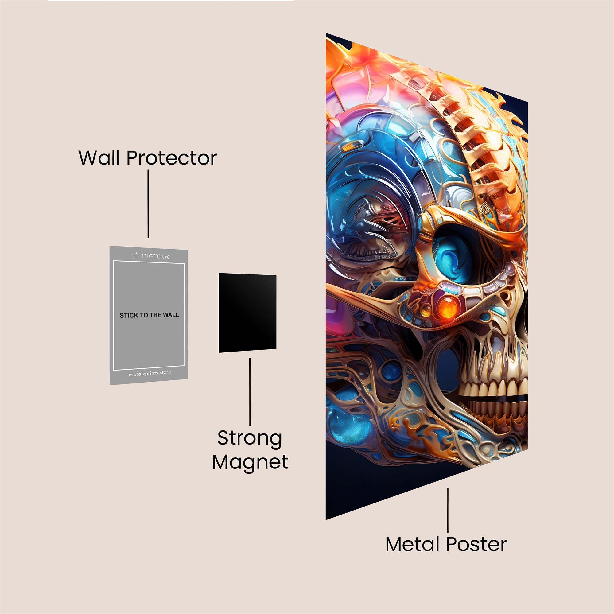 Cyber Skull Safe Wall Magnetic / M