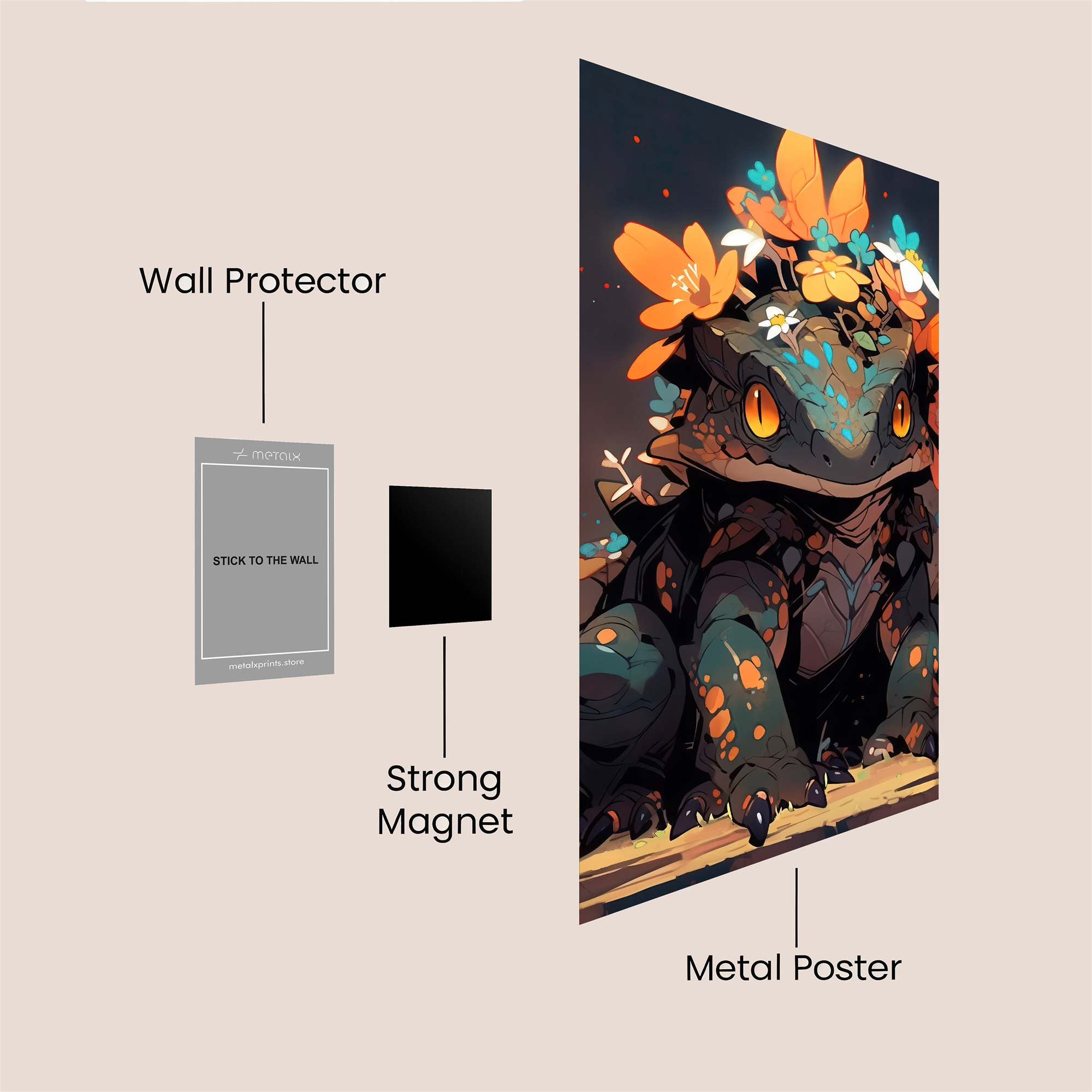 Floral Gecko Safe Wall Magnetic / M