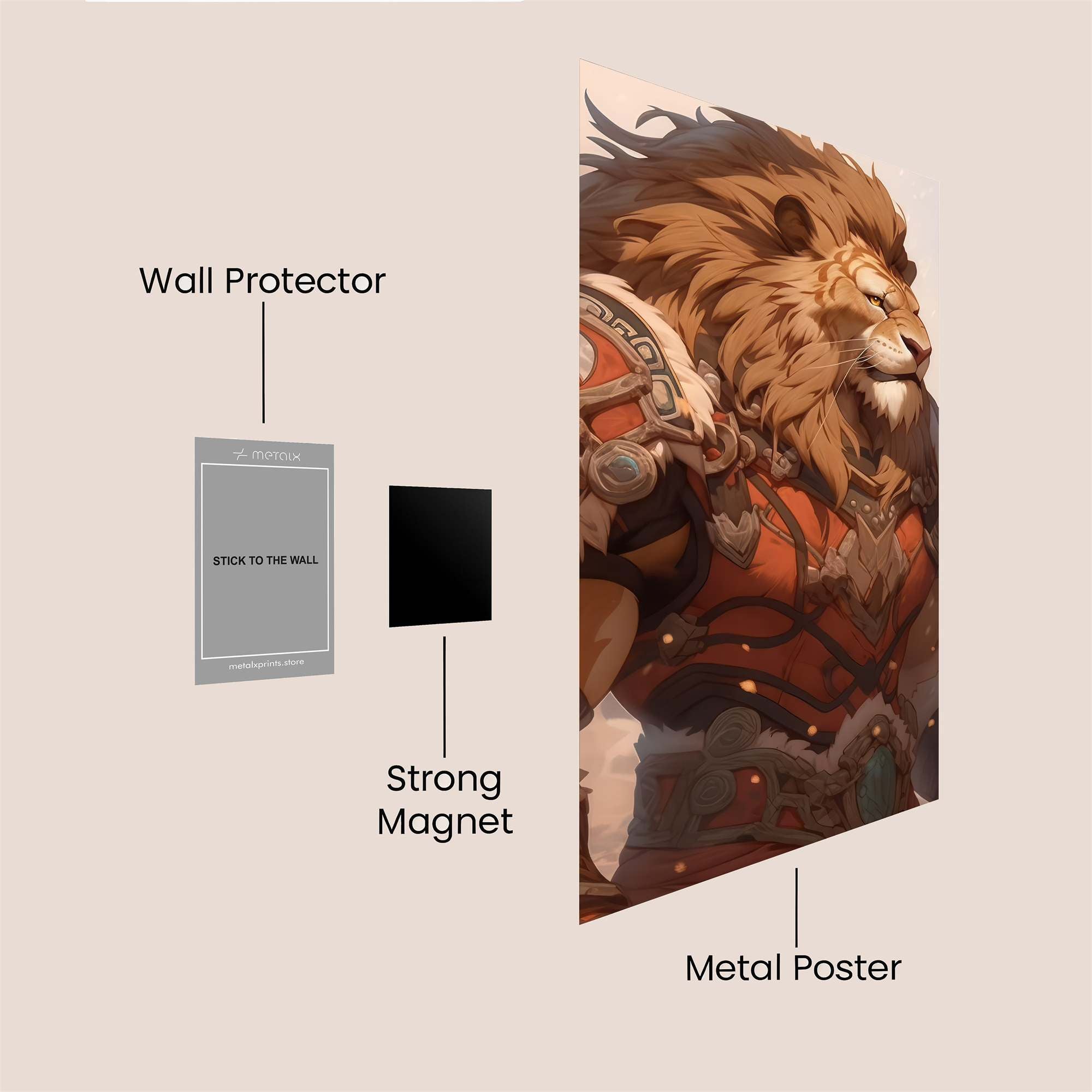 Lion Heartwarrior Safe Wall Magnetic / M