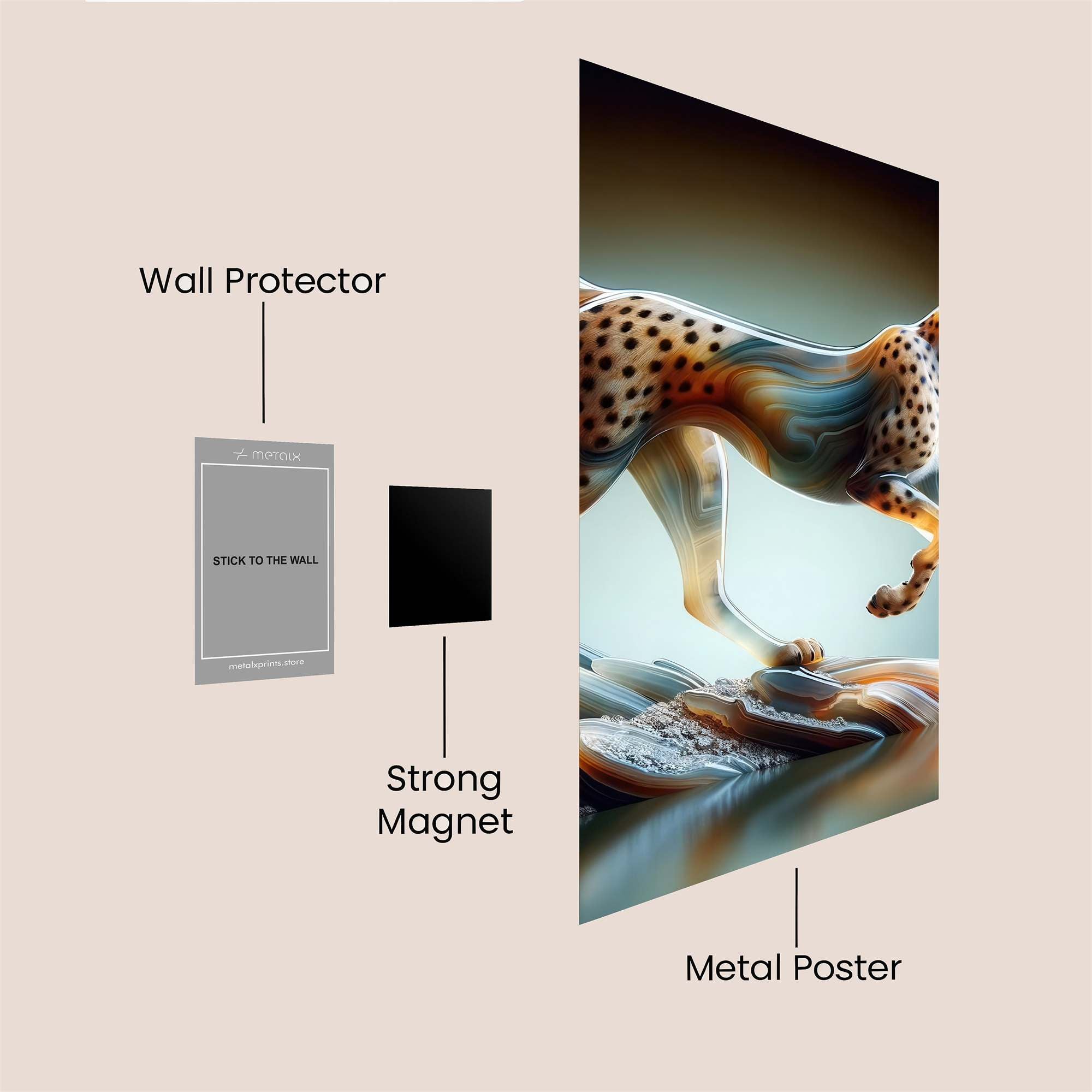 Cheetah Sculpture Safe Wall Magnetic / M