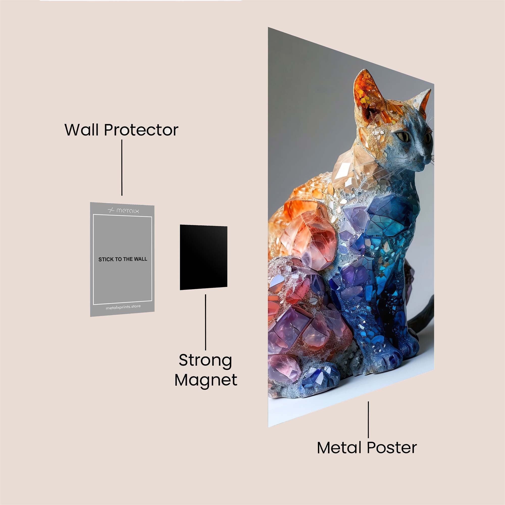 Crystal Cat Safe Wall Magnetic / M