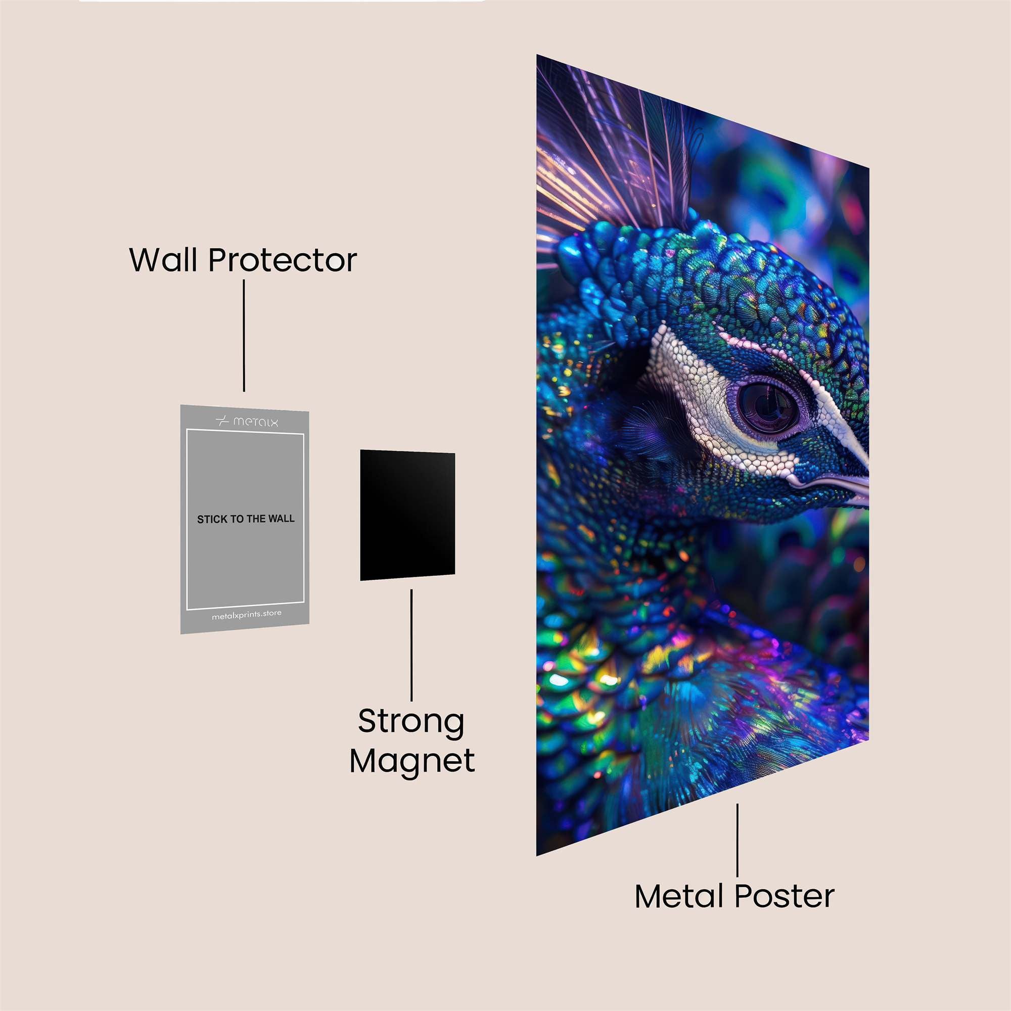 Peacock Prism Safe Wall Magnetic / M