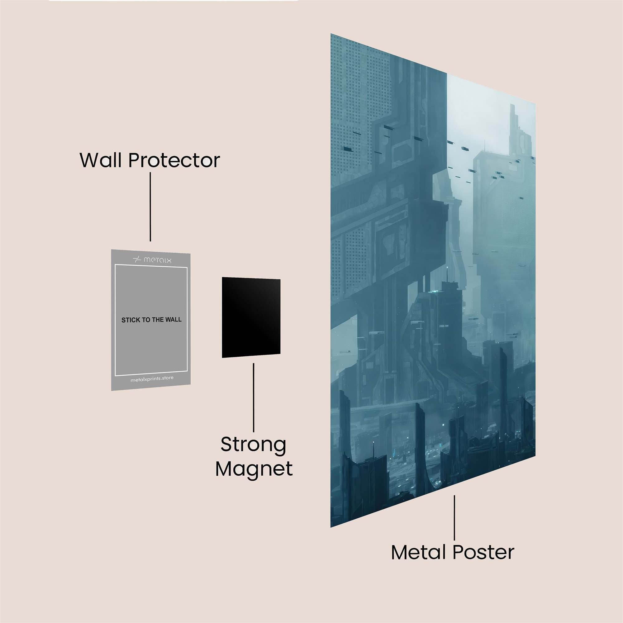 Futuristic Serenity Safe Wall Magnetic / M