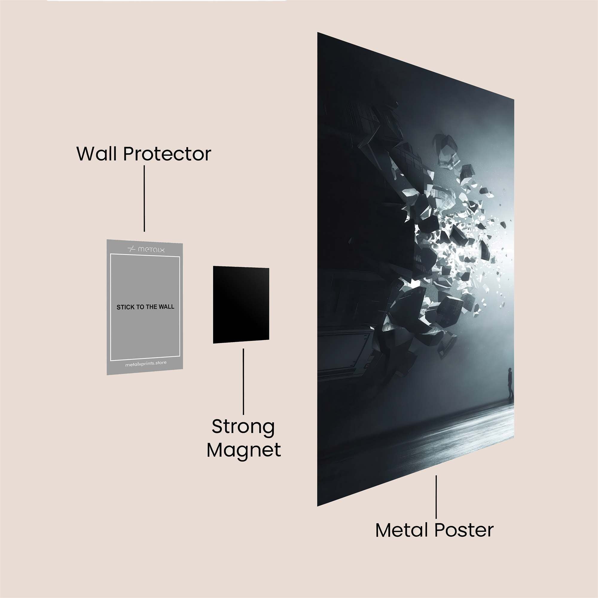 Fragmented Impact Safe Wall Magnetic / M
