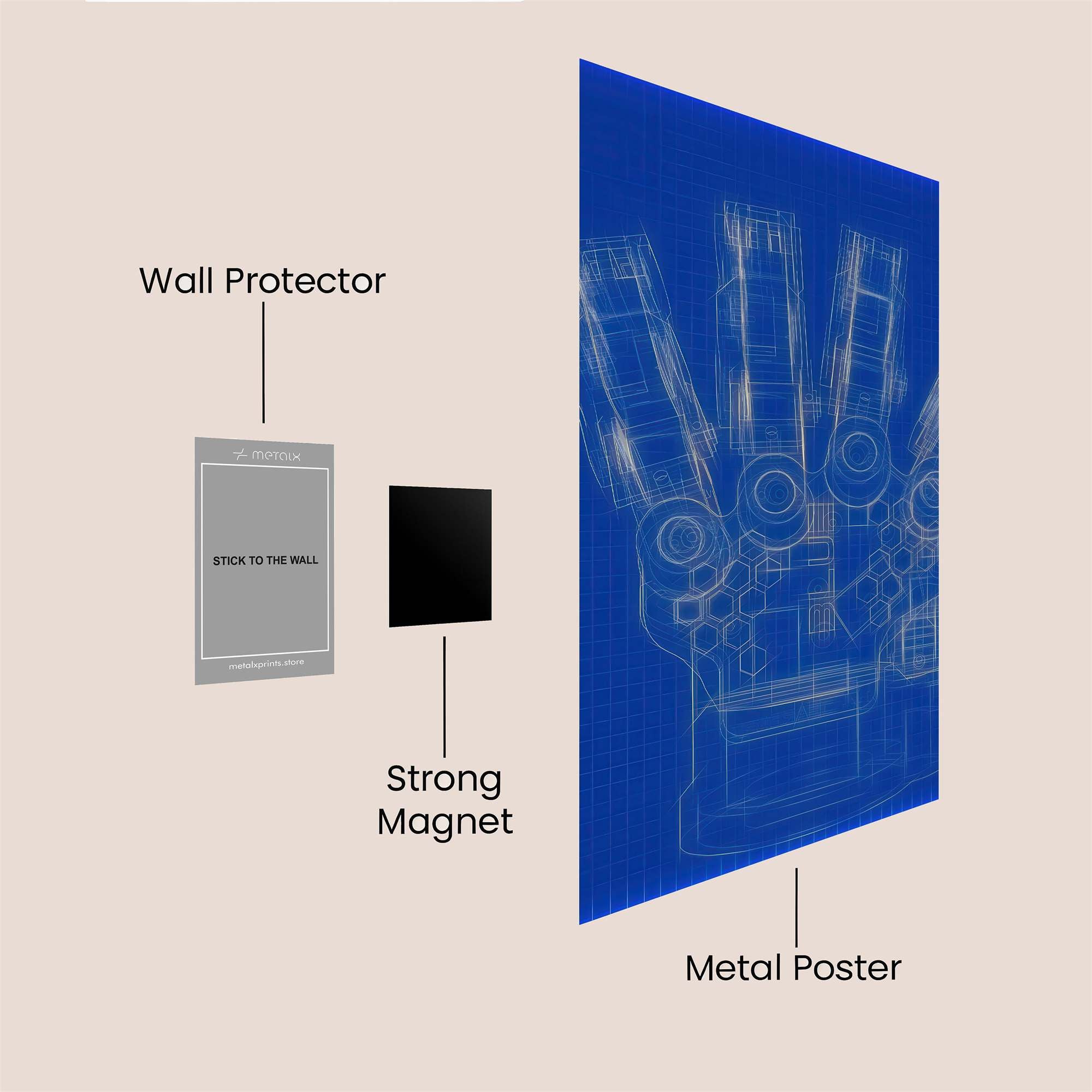 Robotic Blue Safe Wall Magnetic / M