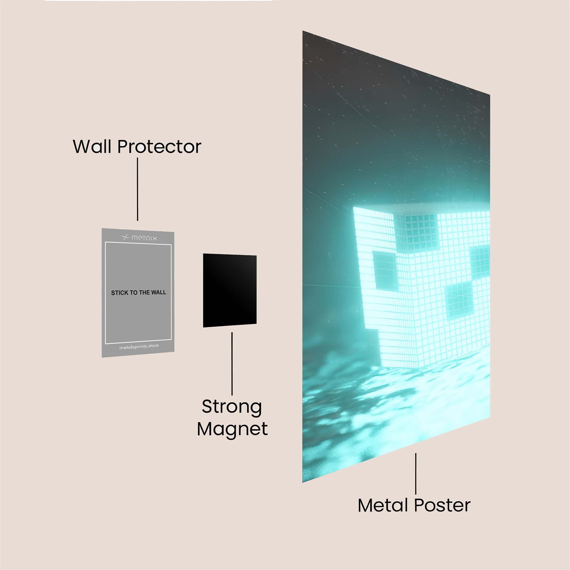 Pixelated Serenity Safe Wall Magnetic / M