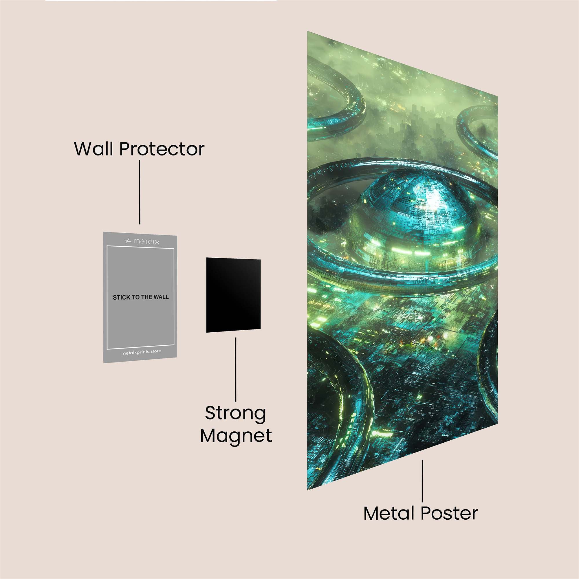 Futuristic Glow Safe Wall Magnetic / M