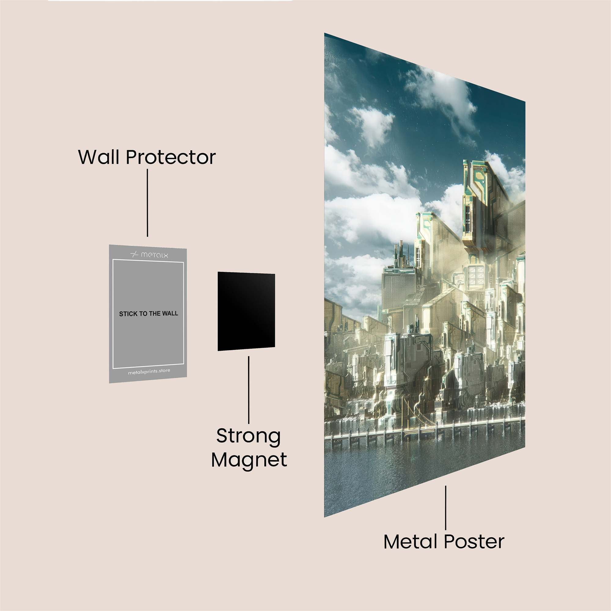 Futuristic Serenity Safe Wall Magnetic / M
