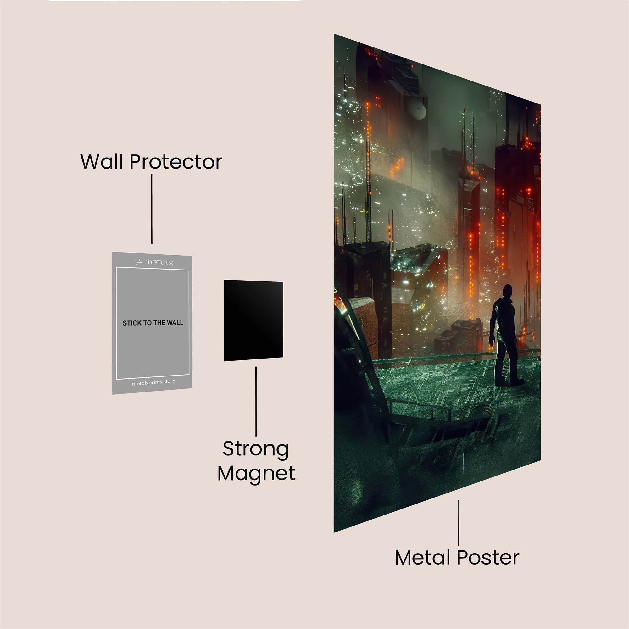 Cyber Cityscape Safe Wall Magnetic / M