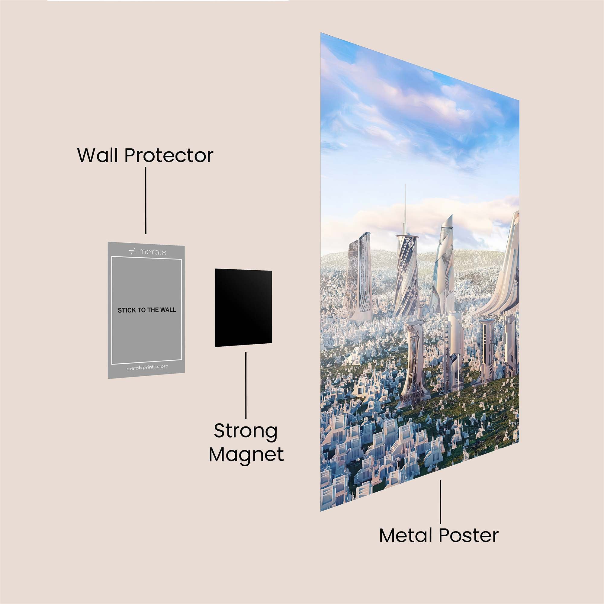 Futuristic Skyline Safe Wall Magnetic / M