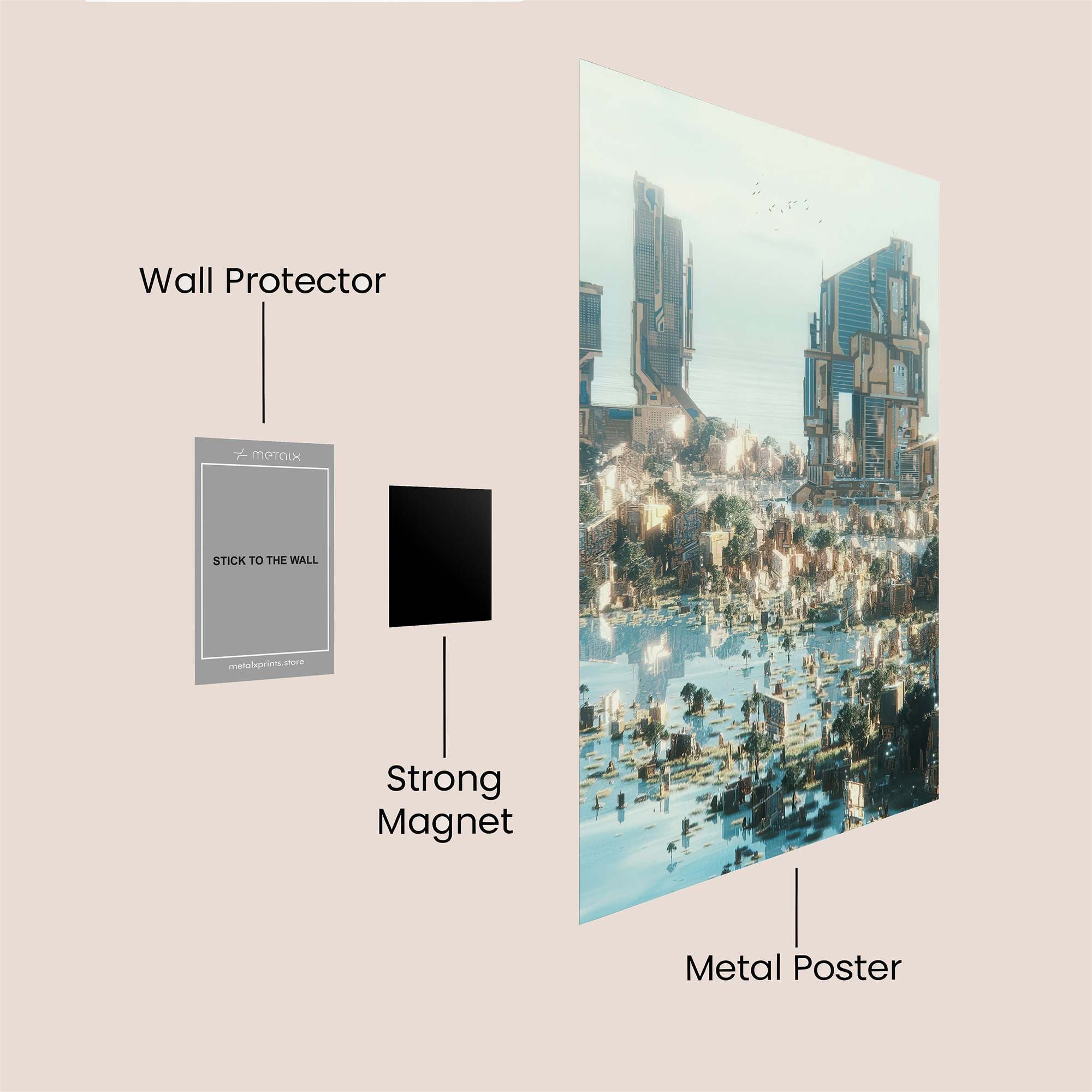 Futuristic Serenity Safe Wall Magnetic / M