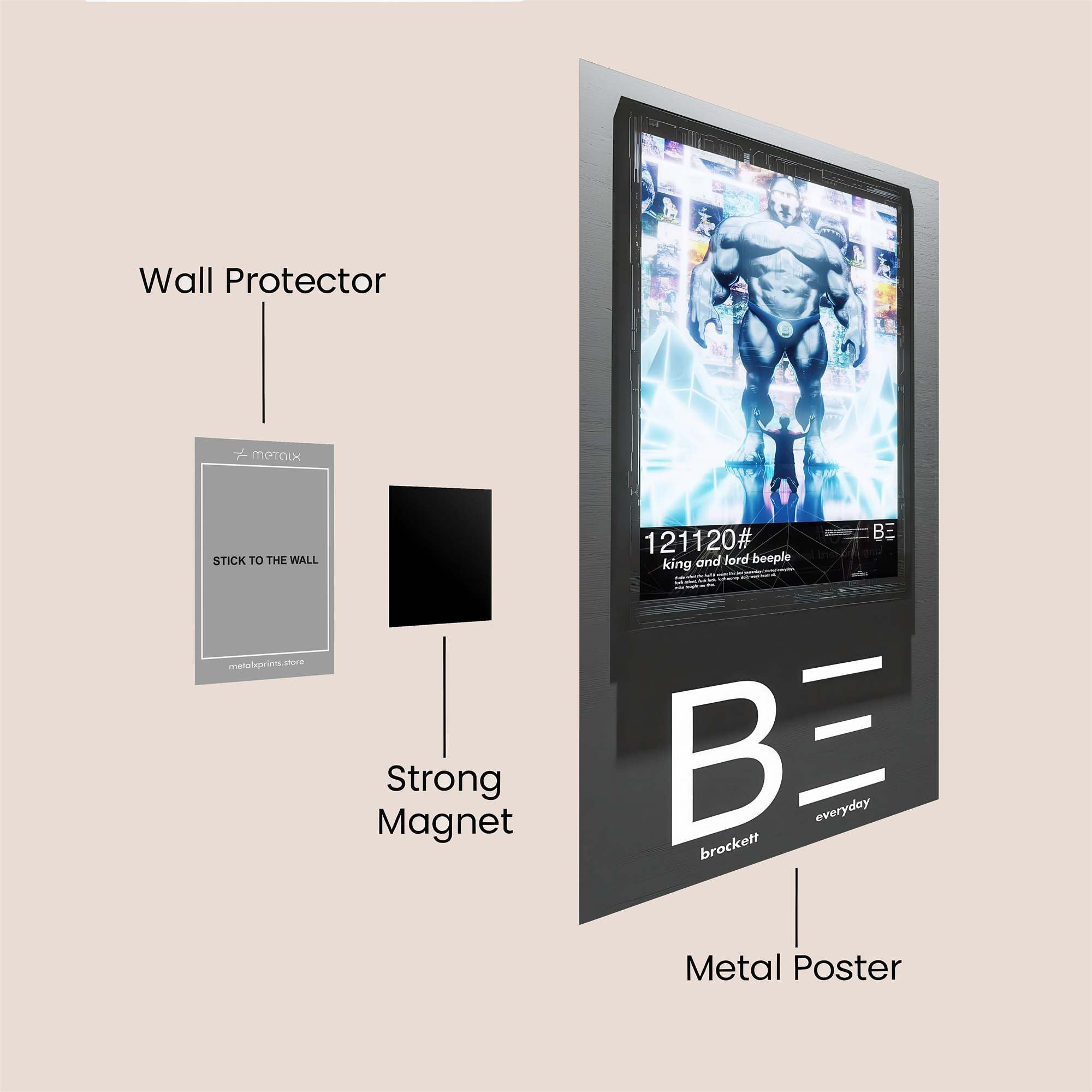 Geometric Luminescence Safe Wall Magnetic / M
